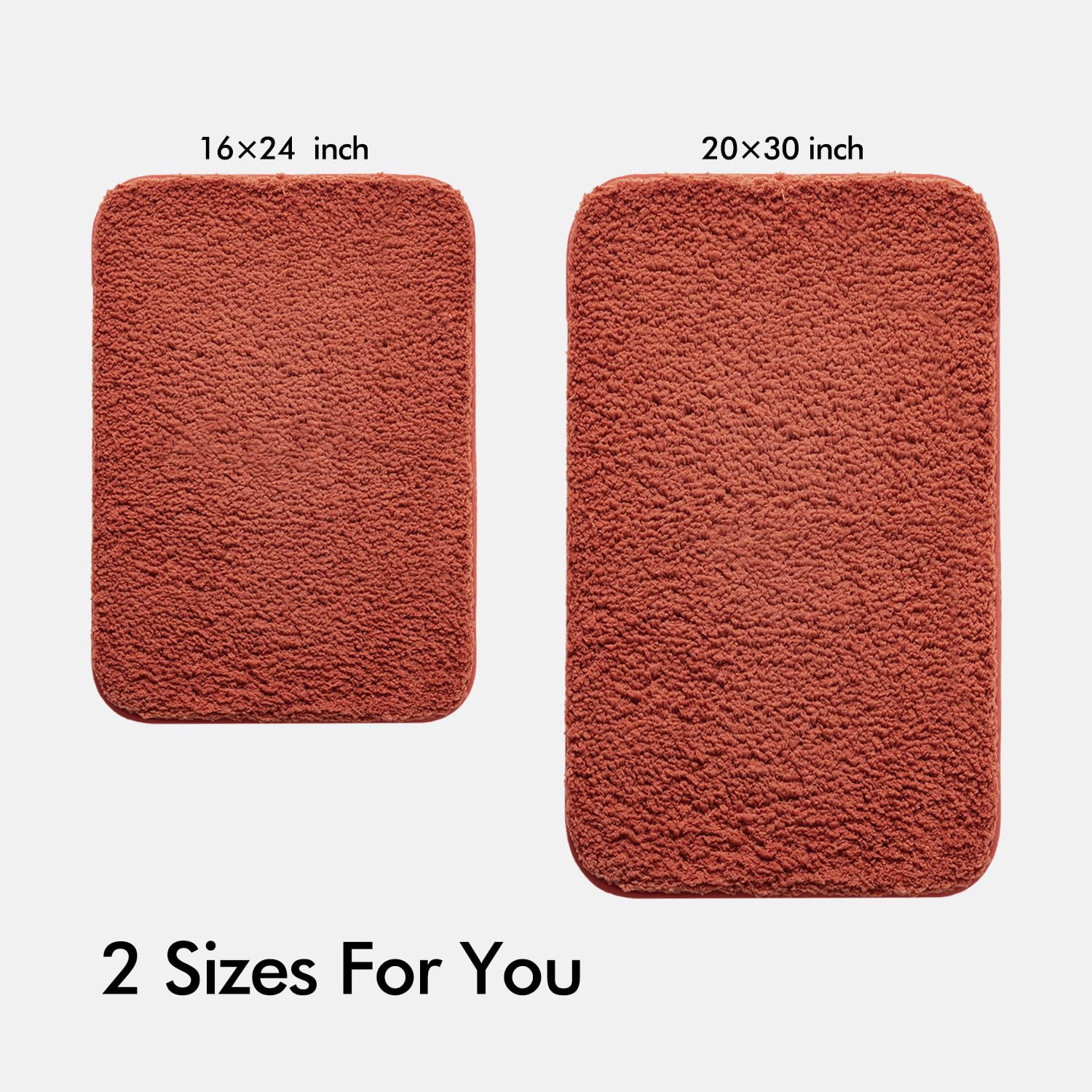 Miulee Fall Rust Microfiber Bathroom Rugs And Mats Sets 2 Pieces Extra Thick Non Slip Bath Mat Absorbent Soft Shaggy Washable Qu