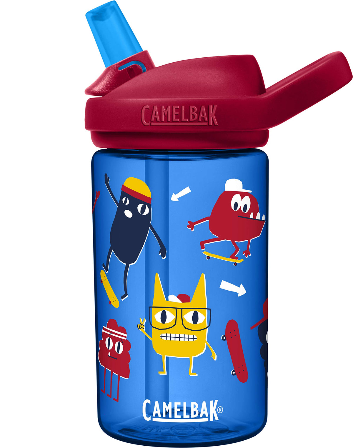 Camelbak Eddy+ 14 Oz Kids Water Bottle With Tritan Renew - Straw Top, Leak-Proof When Closed, Skate Monsters