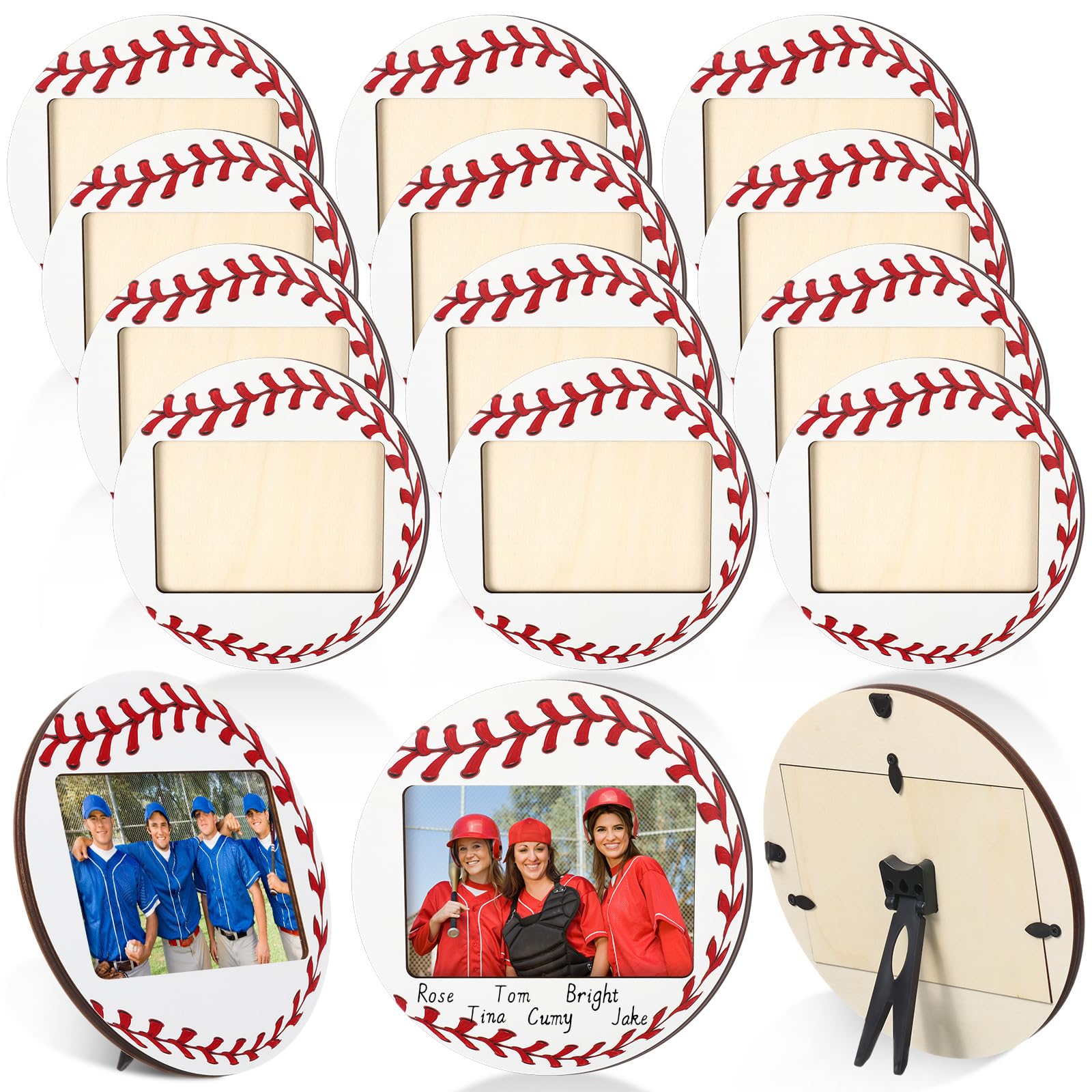 Qunclay 12 Pcs Volleyball Picture Frame Wooden Photo Volleyball Frame Sport Picture Tabletop Gifts for Athlete Coach Team Sports