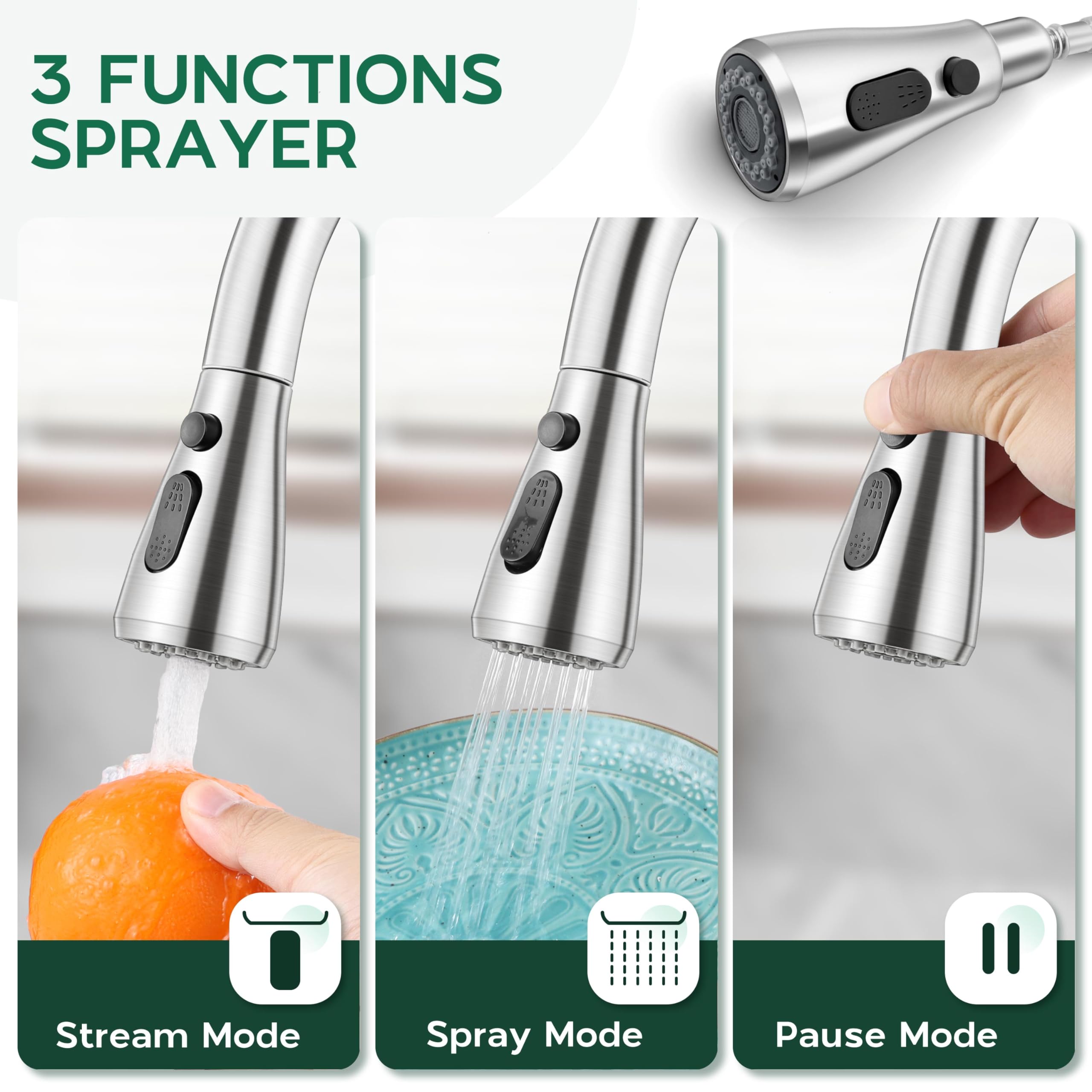 Onader Kitchen Faucet With Pull Down Sprayer Brushed Nickel Faucet With Soap Dispenser Stainless Steel Farmhouse Rv Kitchen Sink