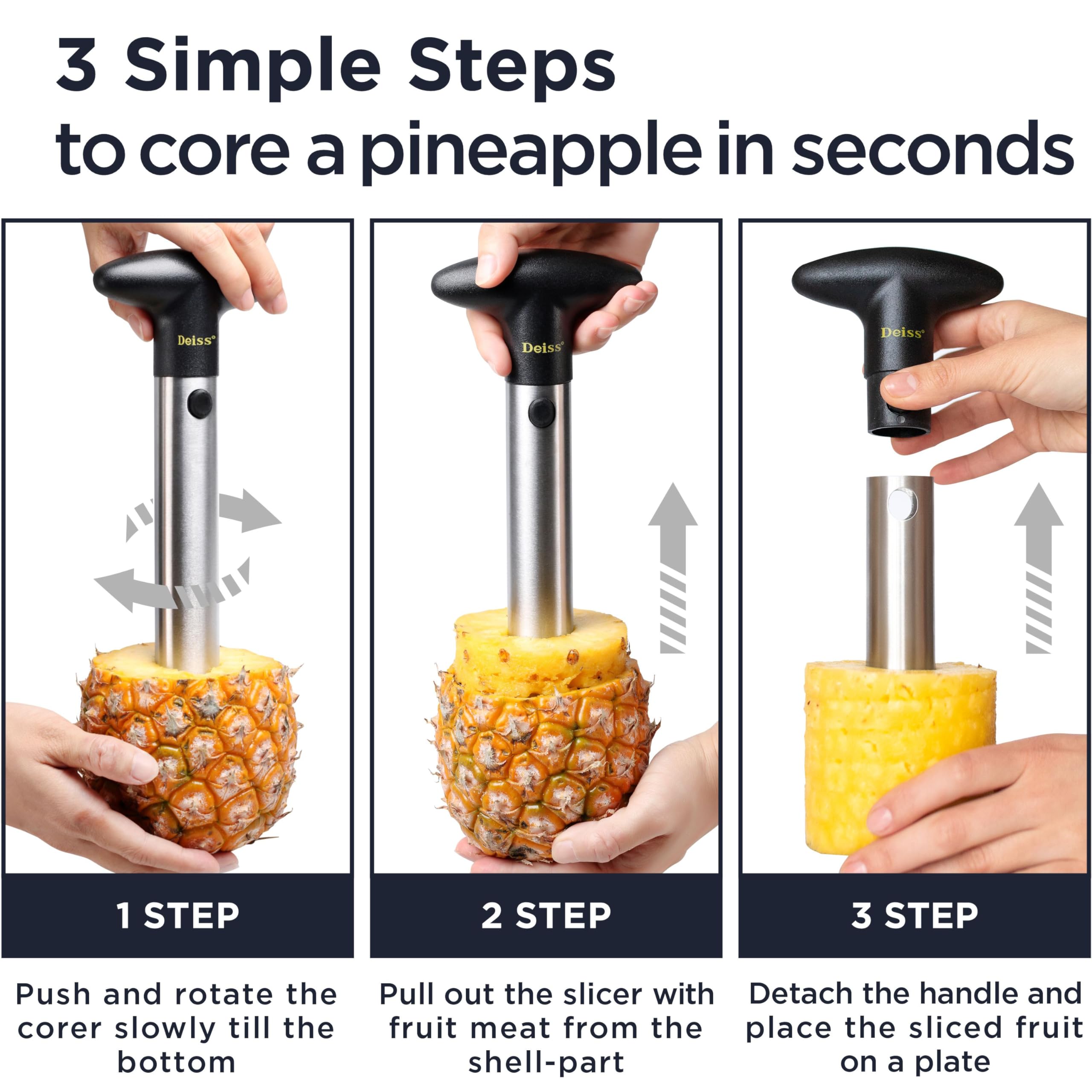 Deiss Pro Pineapple Corer - 2 In 1 Stainless Steel Pineapple Cutter Tool & Corer Tool Kitchen - Pineapple Corer And Slicer Tool