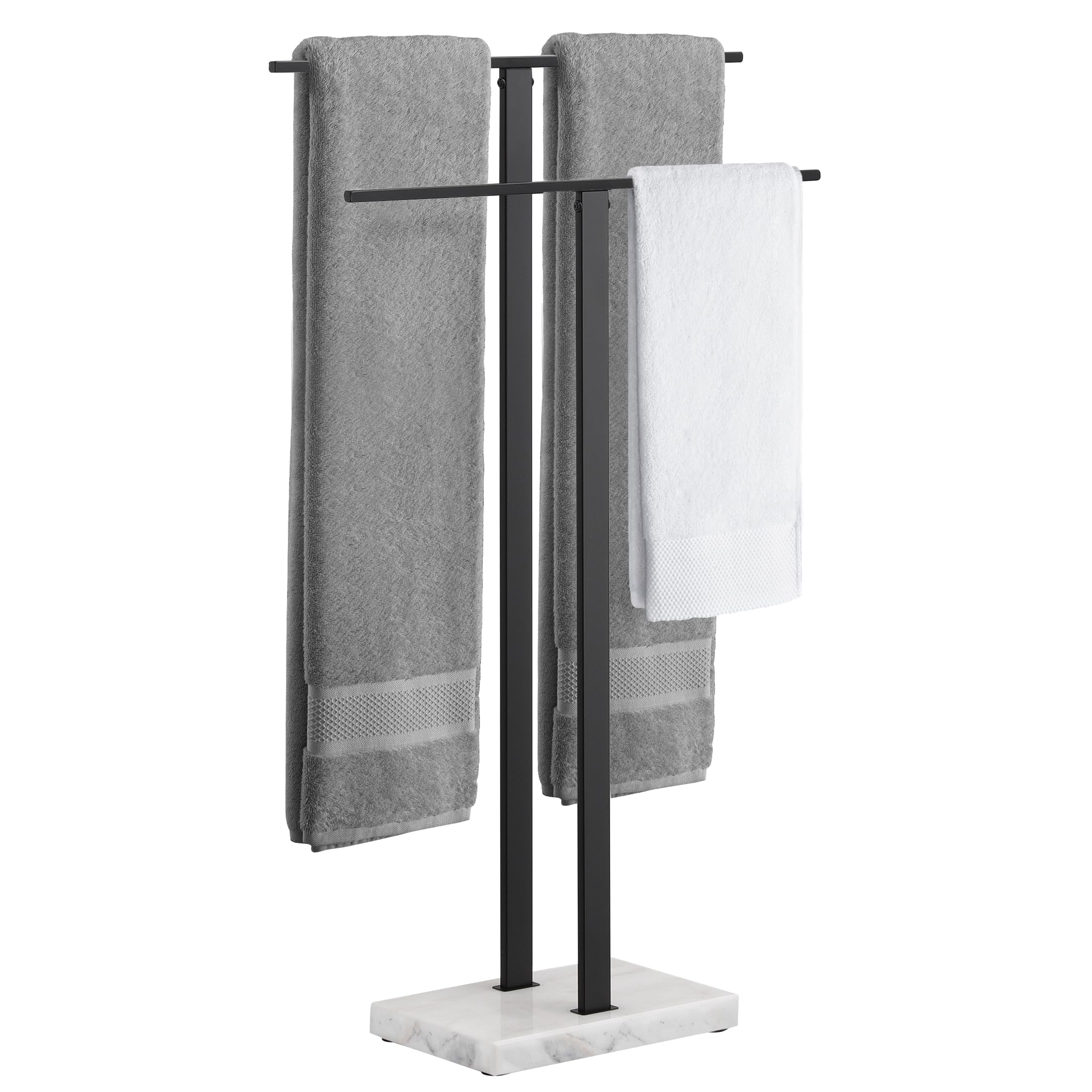 Kes Standing Towel Rack, 2-Tier Towel Racks For Bathroom Freestanding With Marble Base, Upgrade Steady Design, Sus304 Stainless
