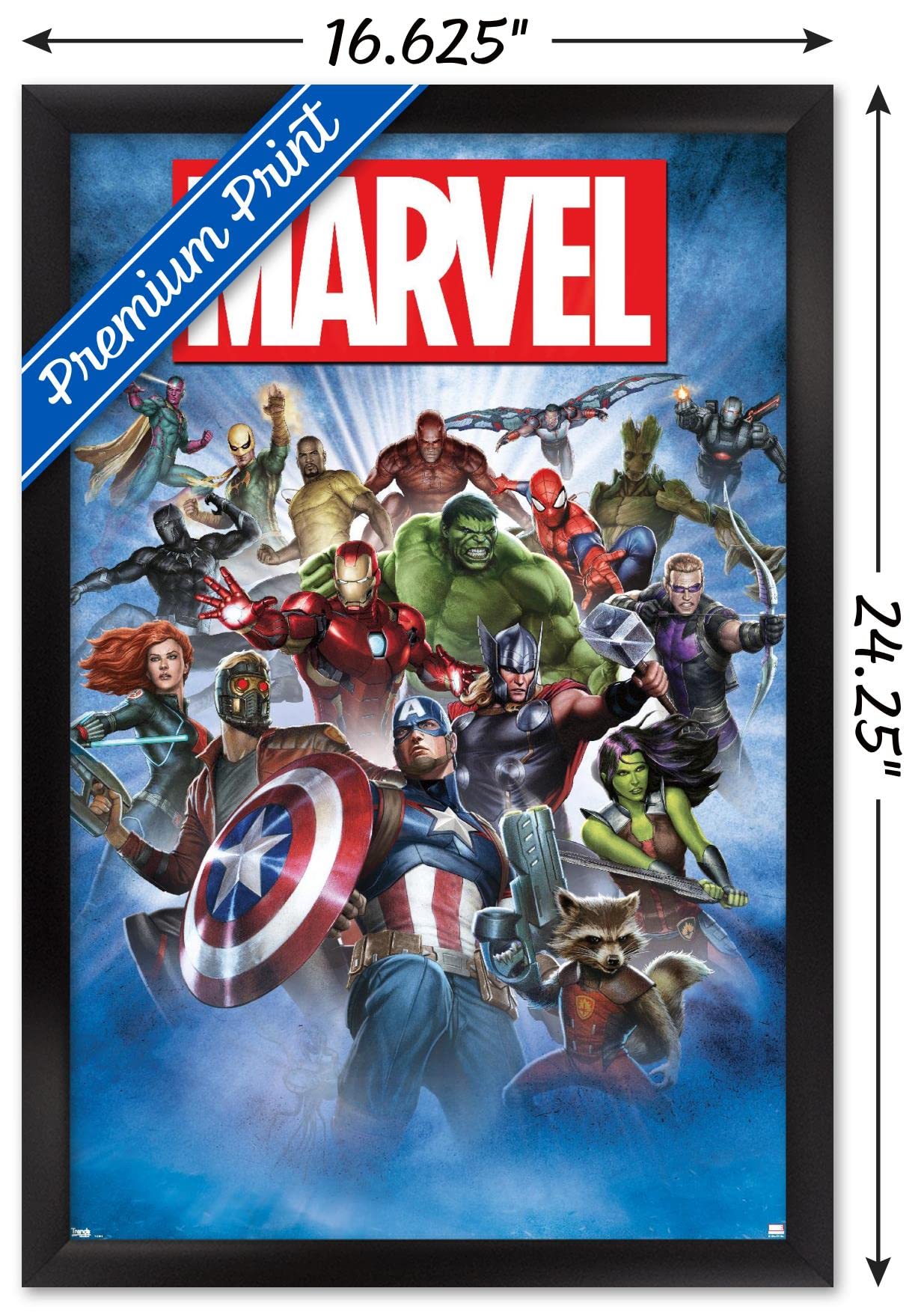 Trends International Marvel Comics - Group Shot Wall Poster, 14.725'' X 22.375'', Black Framed Version