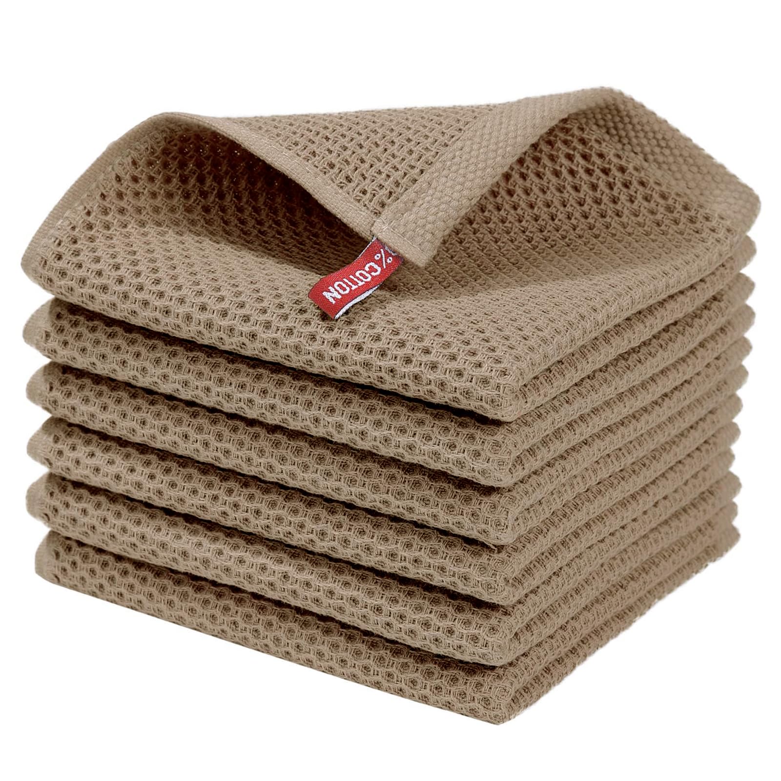 Homaxy 100% Cotton Waffle Weave Kitchen Dish Towels, Ultra Soft Absorbent Quick Drying Cleaning Towel, 13 x 28 Inches, 8-Pack, T