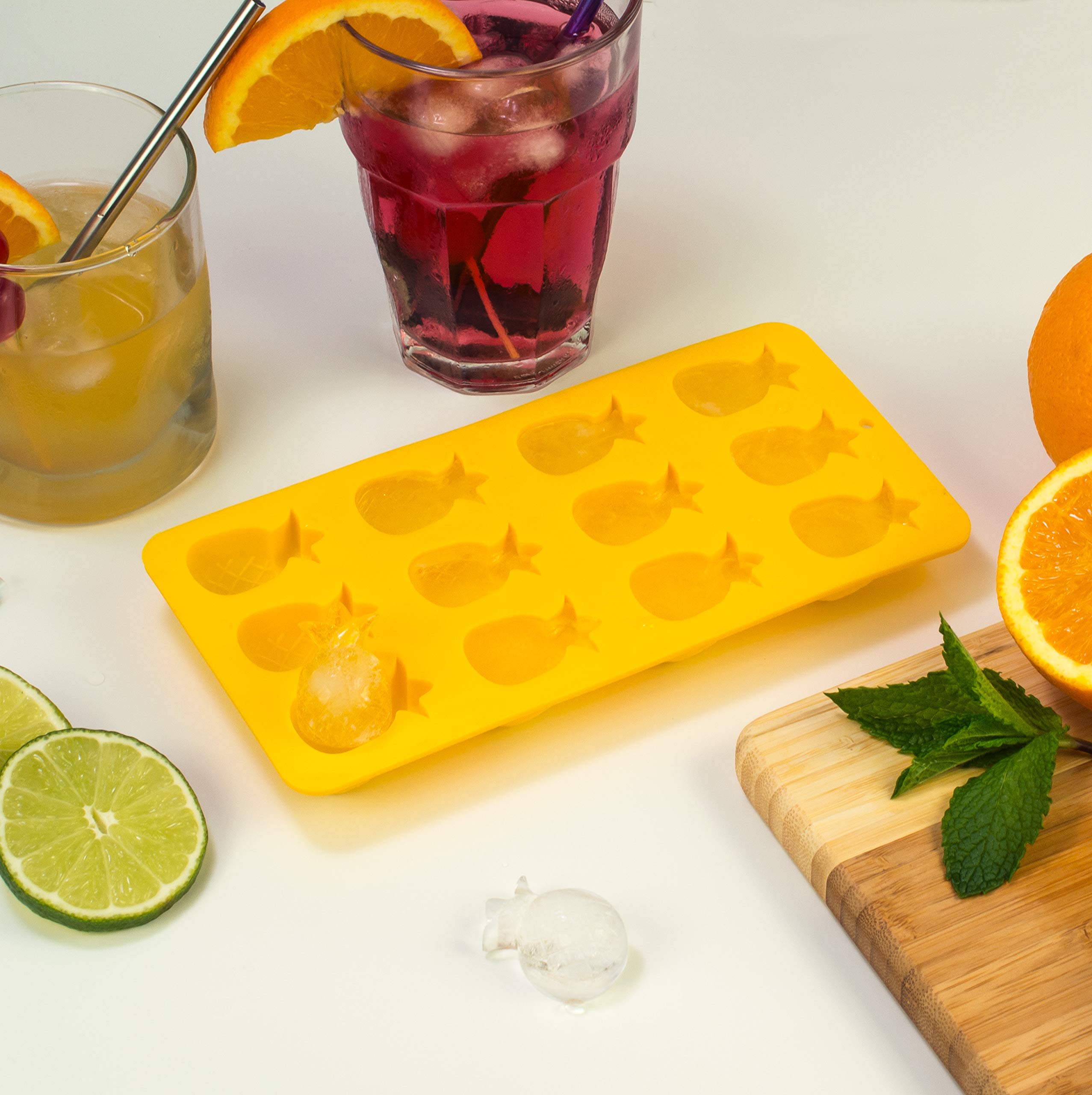 Hic Harold Import Co. Hic Kitchen Pineapples Ice Cube Baking Mold, 1 Tray, Yellow