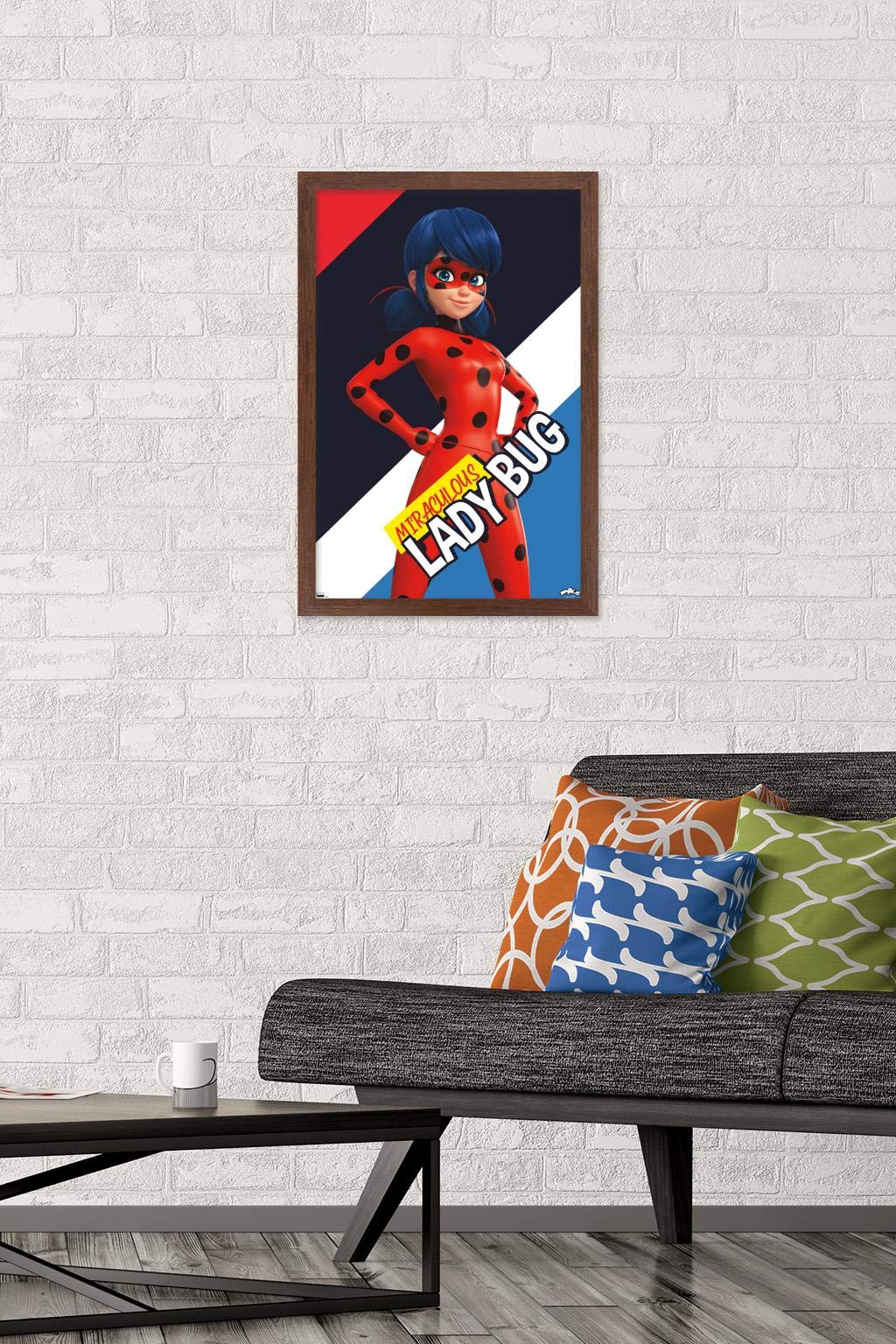Trends International Miraculous-Ladybug Wall Poster, 14.725 In X 22.375 In, Mahogany Framed Version