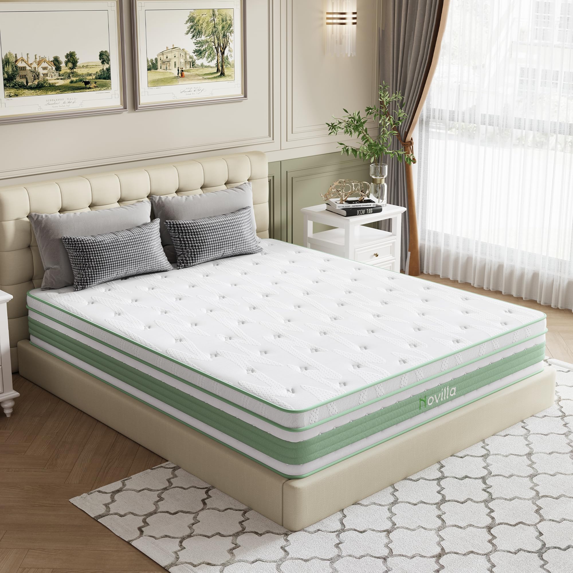 Novilla King Size Mattress 14 Inch, Hybrid Mattress King for Motion Isolation, Gel Memory Foam with Pressure Relief for Cool Nig