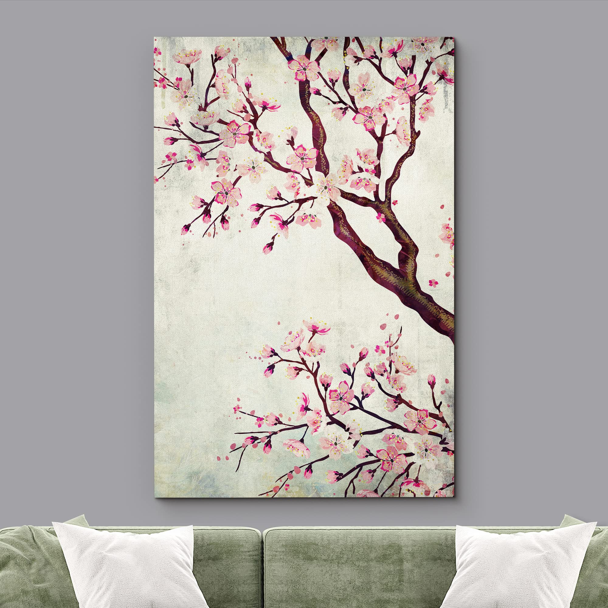 Wall26 Canvas Wall Art - Watercolor Painting Style Cherry Blossom - Giclee Print Gallery Wrap Modern Home Art Ready To Hang - 16