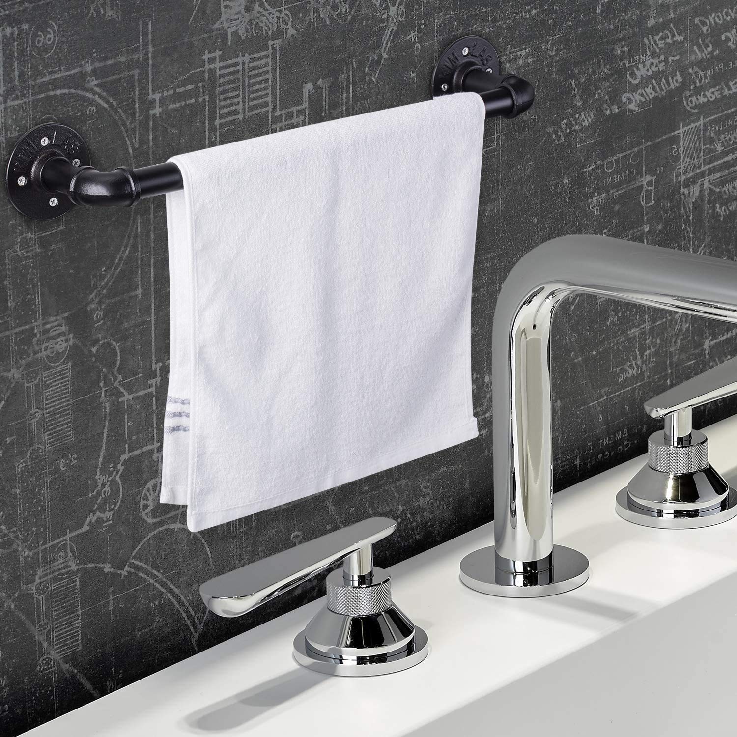 2 Pack 18 Inch Industrial Pipe Towel Bar  Elibbren Bathroom Hardware Towel Bar Accessory  DIY Wall Mount Bath Towel Rack Holder