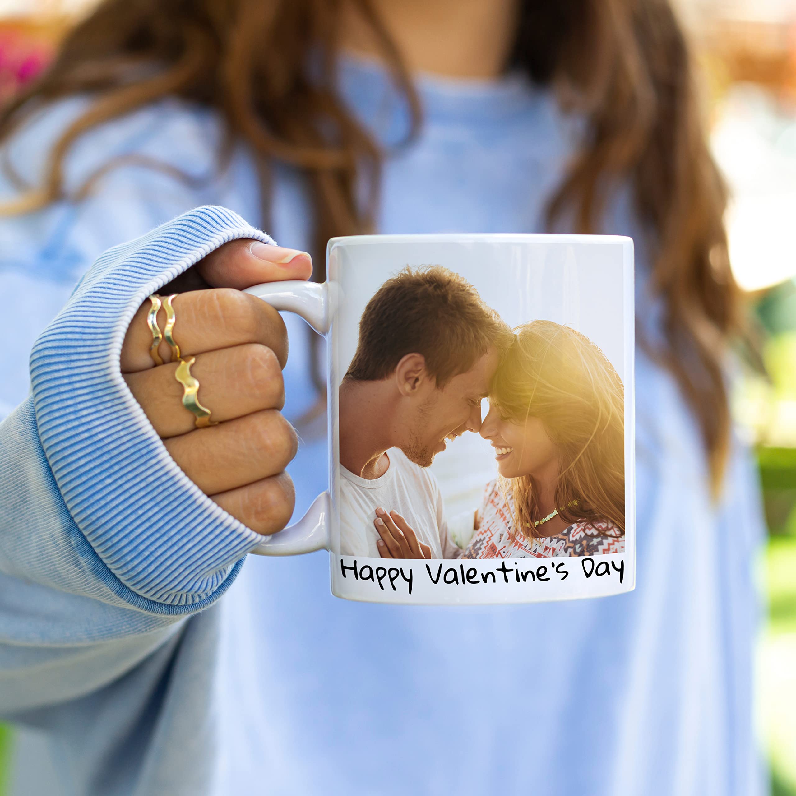 Personalization Lab Heat Sensitive Ceramic Coffee Mug, 11 oz, Color Changing, Custom Photo, Text, Logo, Double Sided, Funny, Hom
