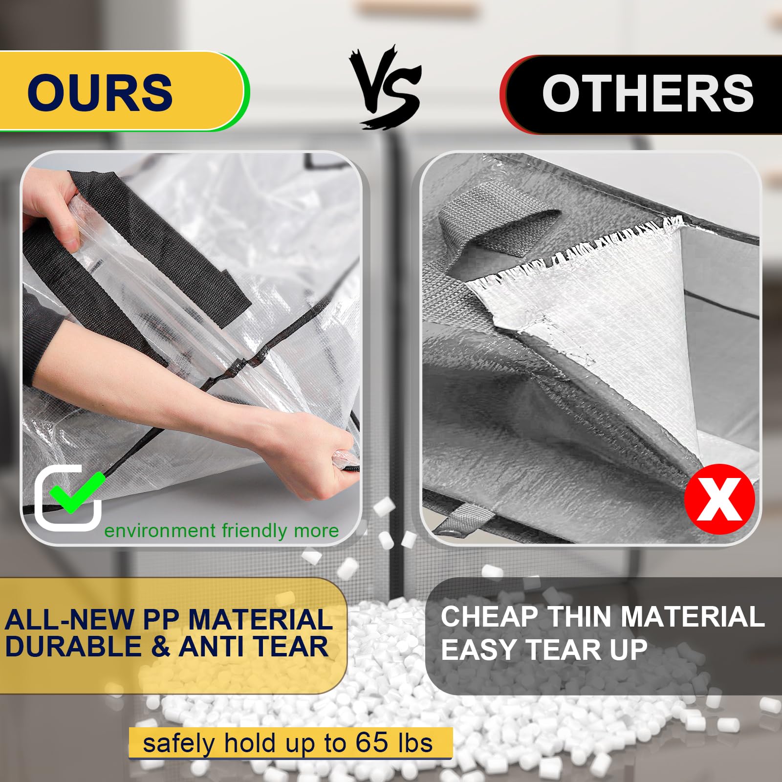 Clear Storage Bags With Zipper, 8 Pack Large Moving Bags Heavy Duty Extra Large, Plastic Storage Totes For Clothes, College Dorm