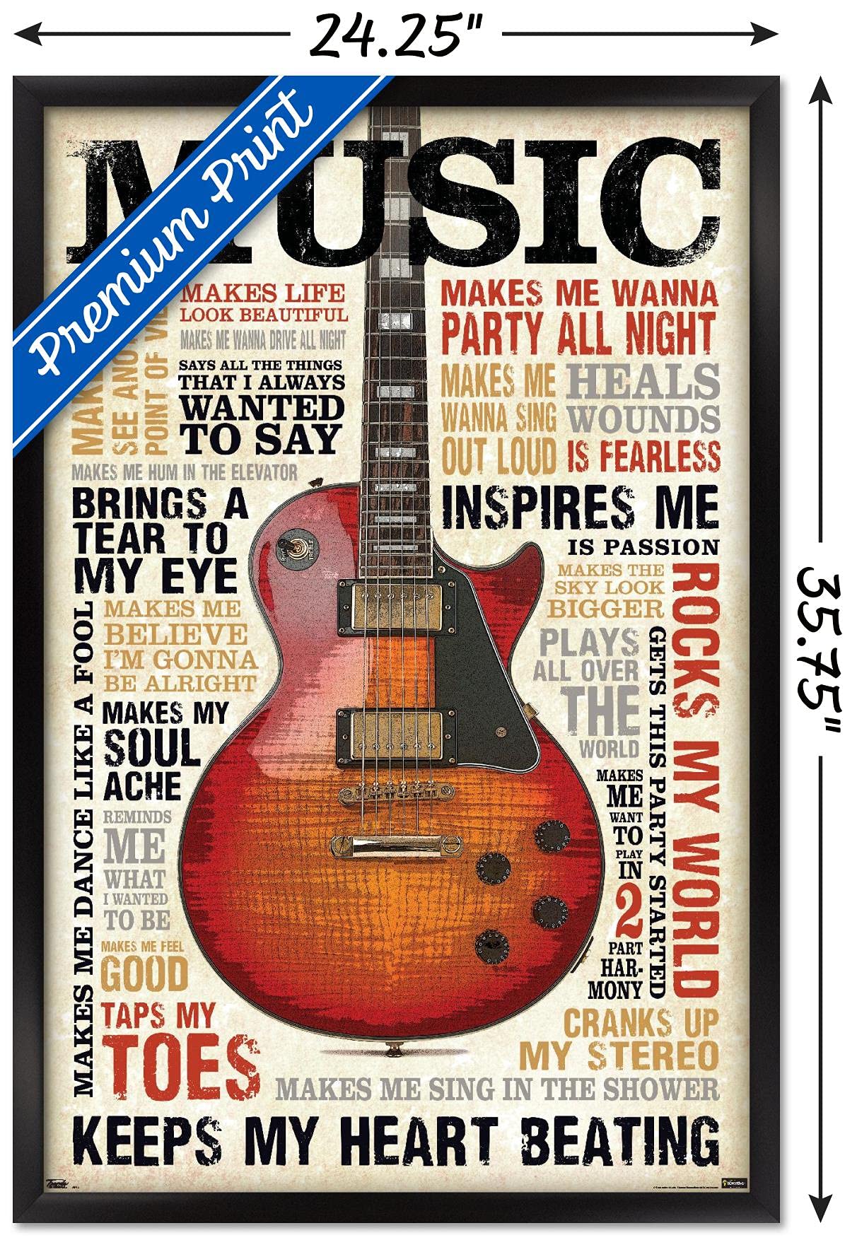 Trends International Music Inspires Me Wall Poster, 22.375'' X 34'', Black Framed Version