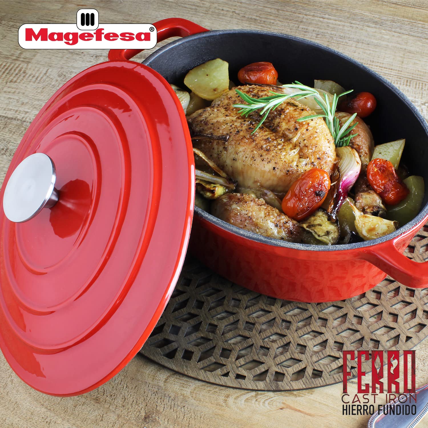 Cast Iron Dutch Oven Magefesa Ferro, Optimal Retention And Heat Distribution, For All Types Of Cooktop, Induction, Oven Safe, En