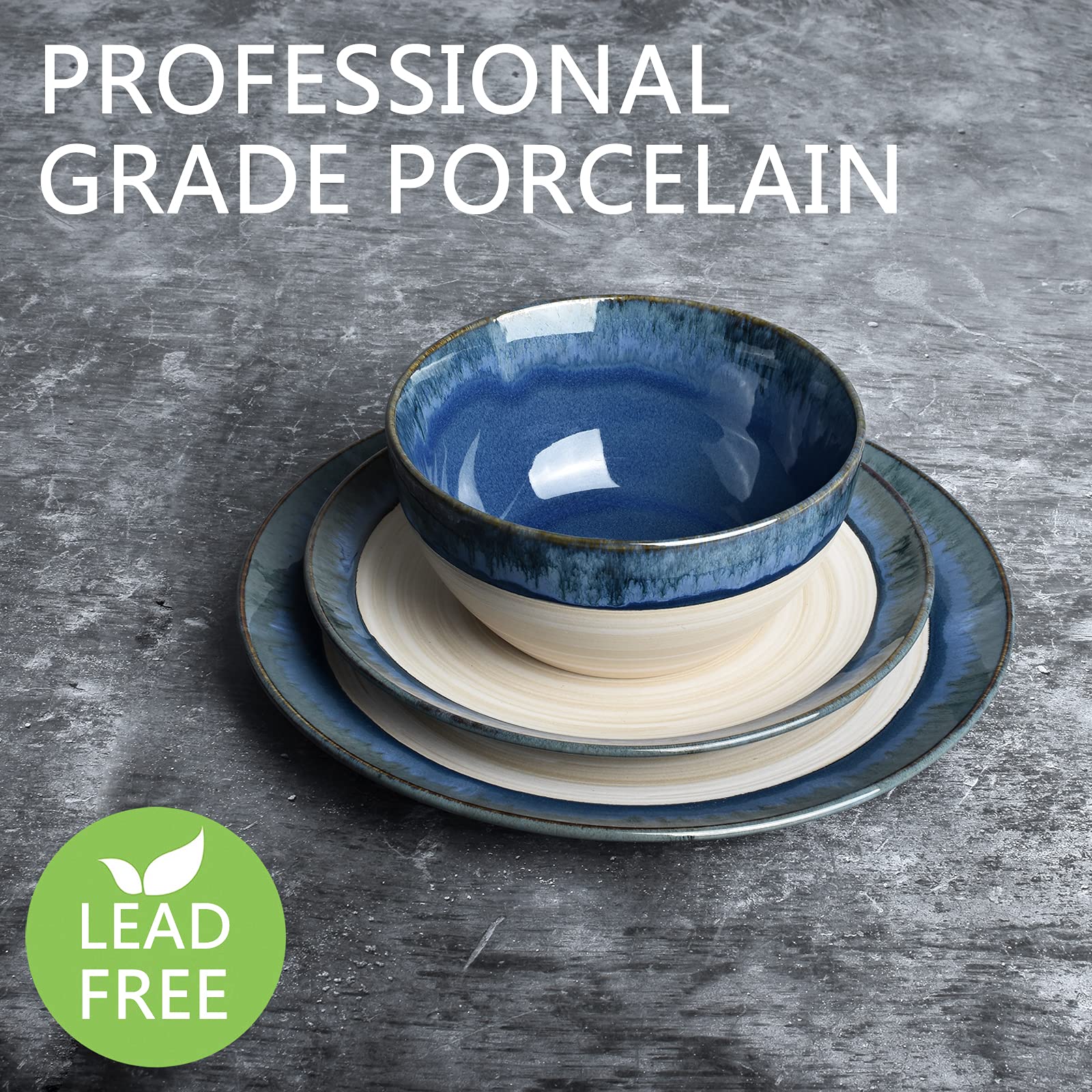 Bosmarlin Stoneware Soup Bowl Set Of 4, 26 Oz, Cereal Bowl For Oatmeal, Dishwasher And Microwave Safe, Reactive Glaze (Deep Blue