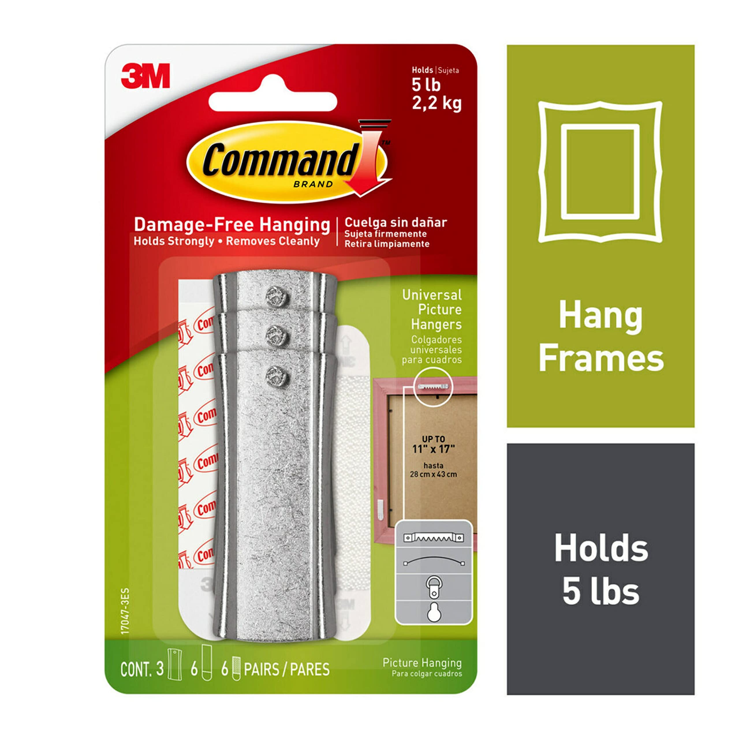 Command Large Universal Frame Hanger  3-Hangers  6-Strips  6-Frame Stabilizer Strips  4-Pack  Decorate Damage-Free