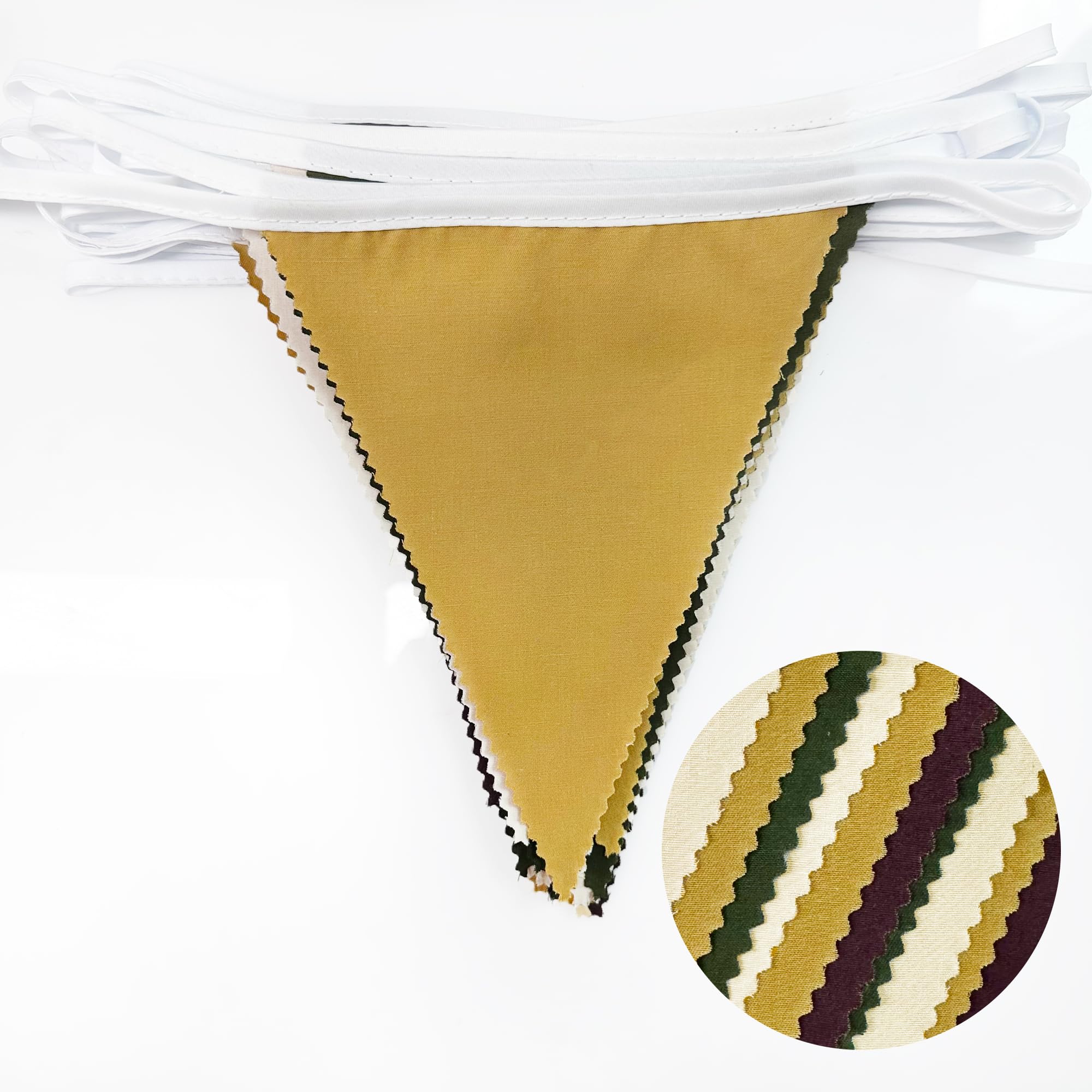 32Ft Woodland Party Decorations Olive Green Tan Brown Cream Neutral Triangle Flag Fabric Banner Pennant Bunting Garland Streamer
