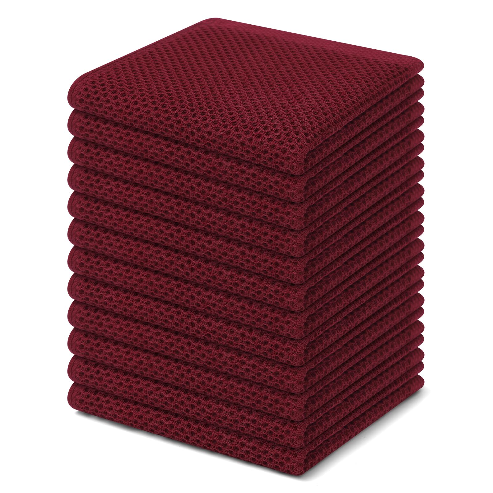 Homaxy 100% Cotton Waffle Weave Kitchen Dish Cloths, Ultra Soft Absorbent Quick Drying Dish Towels, 12 x 12 Inches, 12-Pack, Bur