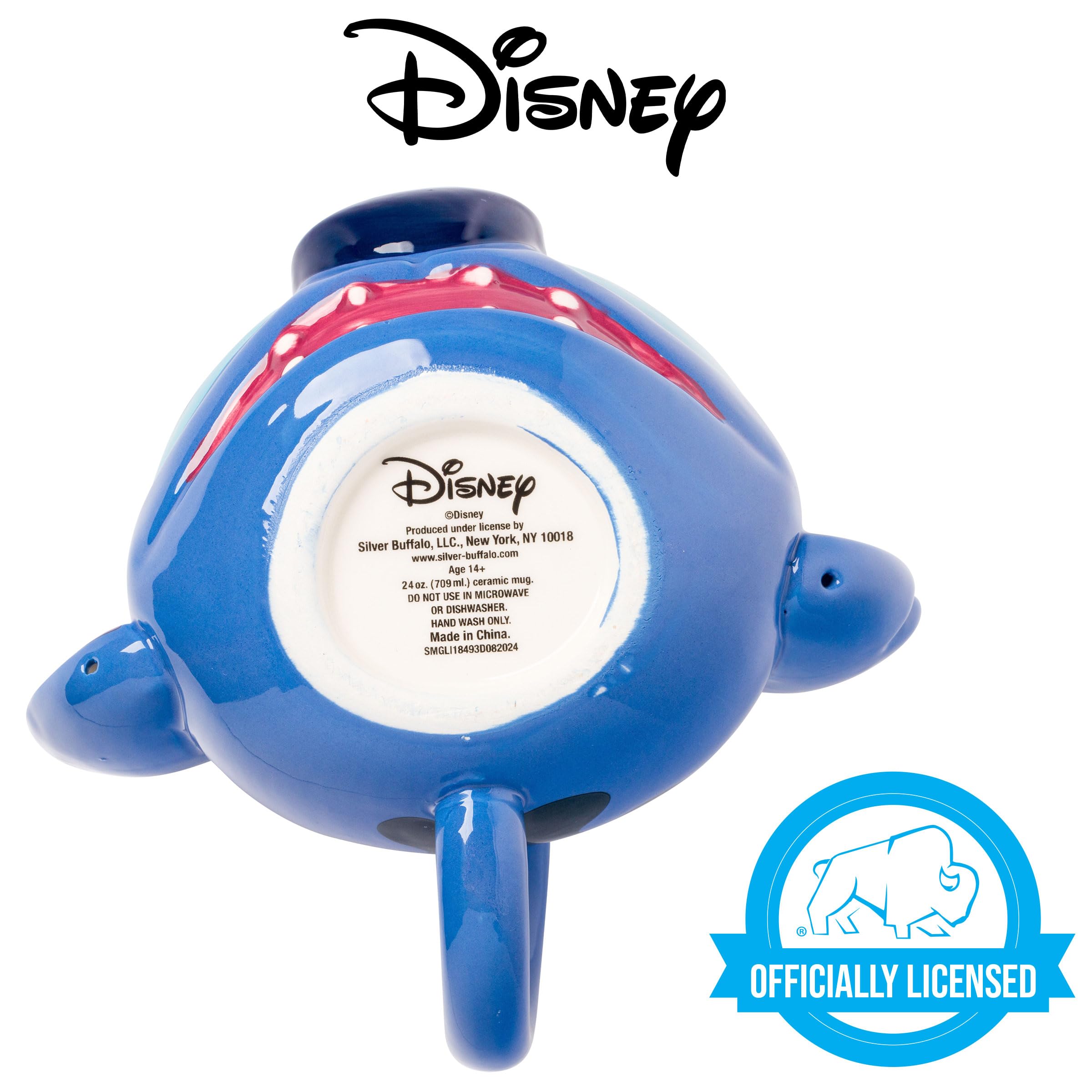 Silver Buffalo Disney Lilo and Stitch Ceramic 3D Sculpted Mug Featuring Stitch, 20 Ounces