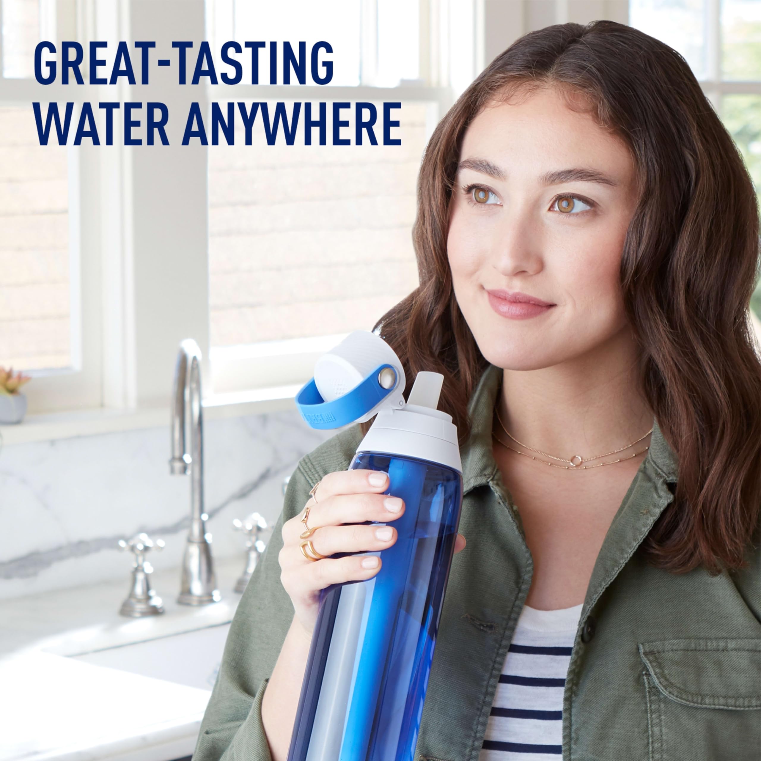 Brita Insulated Filtered Water Bottle With Straw, Reusable, Bpa Free Plastic, Sapphire, 26 Ounce