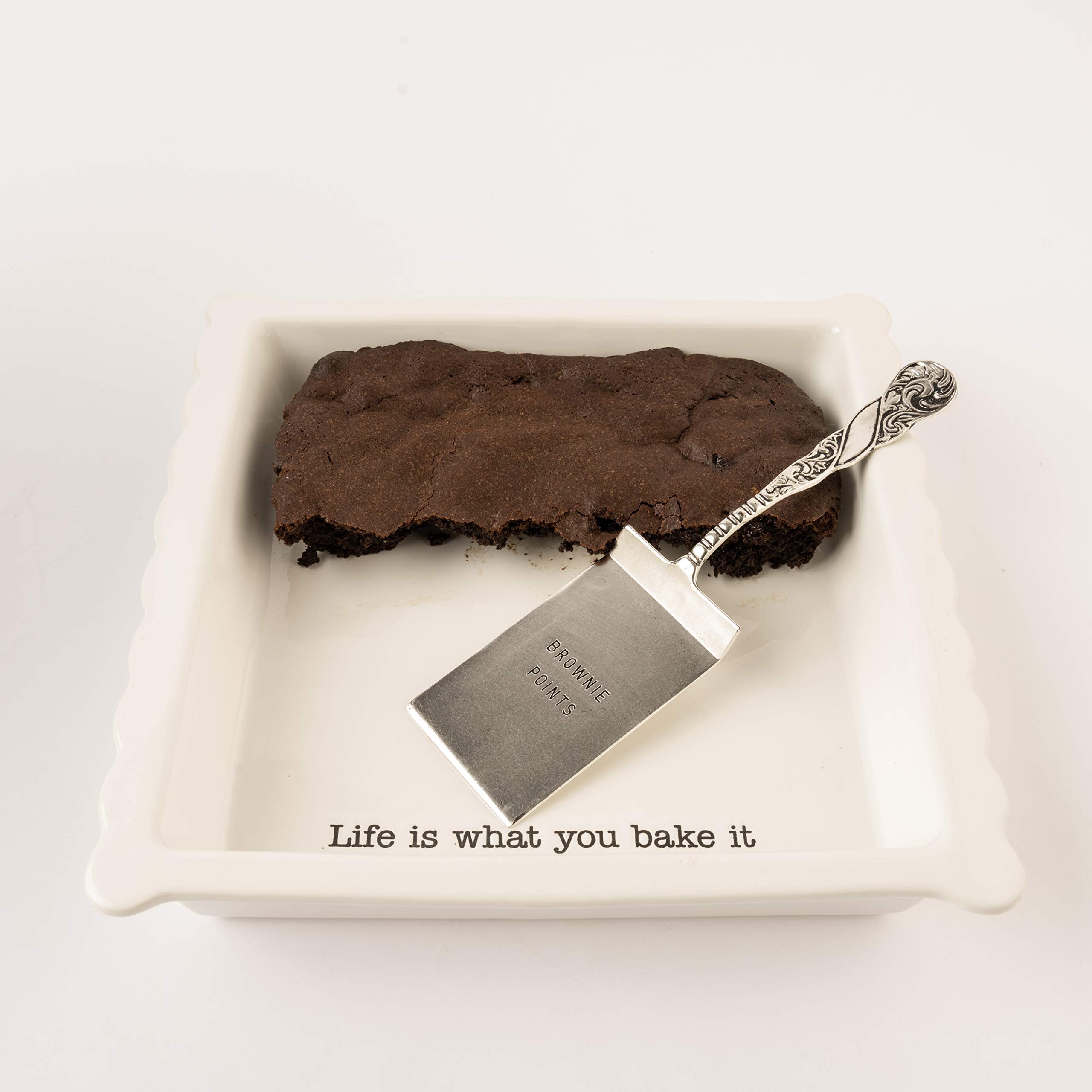 Mud Pie Brownie Baker Set, Ceramic, 3.35H x 13.4L x 13.1W, White, Model 4801003
