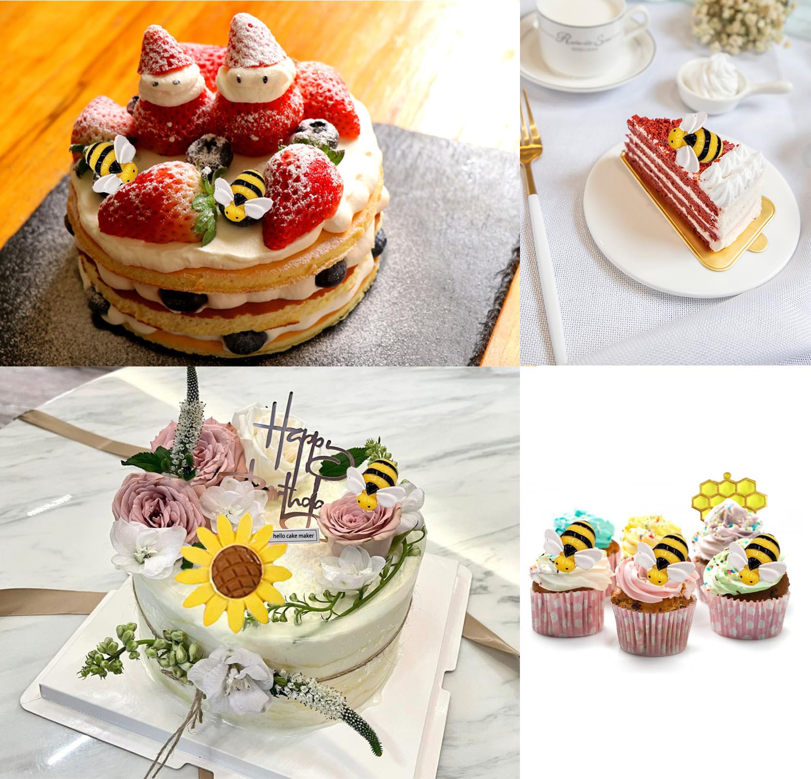 4 Pcs Bumble Bee Silicone Mold Honeycomb Sunflower And Bee Fondant Molds Kit Cupcake Hive Diy Chocolate Fondant Candy Cookies Cr