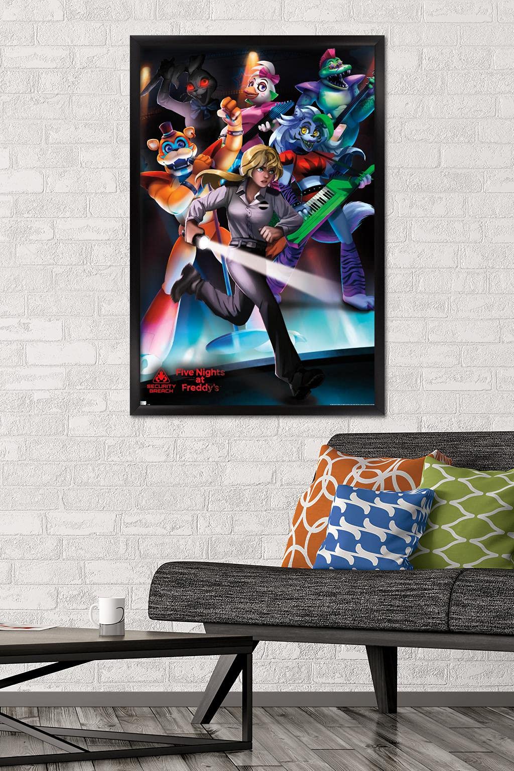 Trends International Five Nights At Freddy'S: Security Breach - Group Wall Poster, 22.375'' X 34'', Black Framed Version