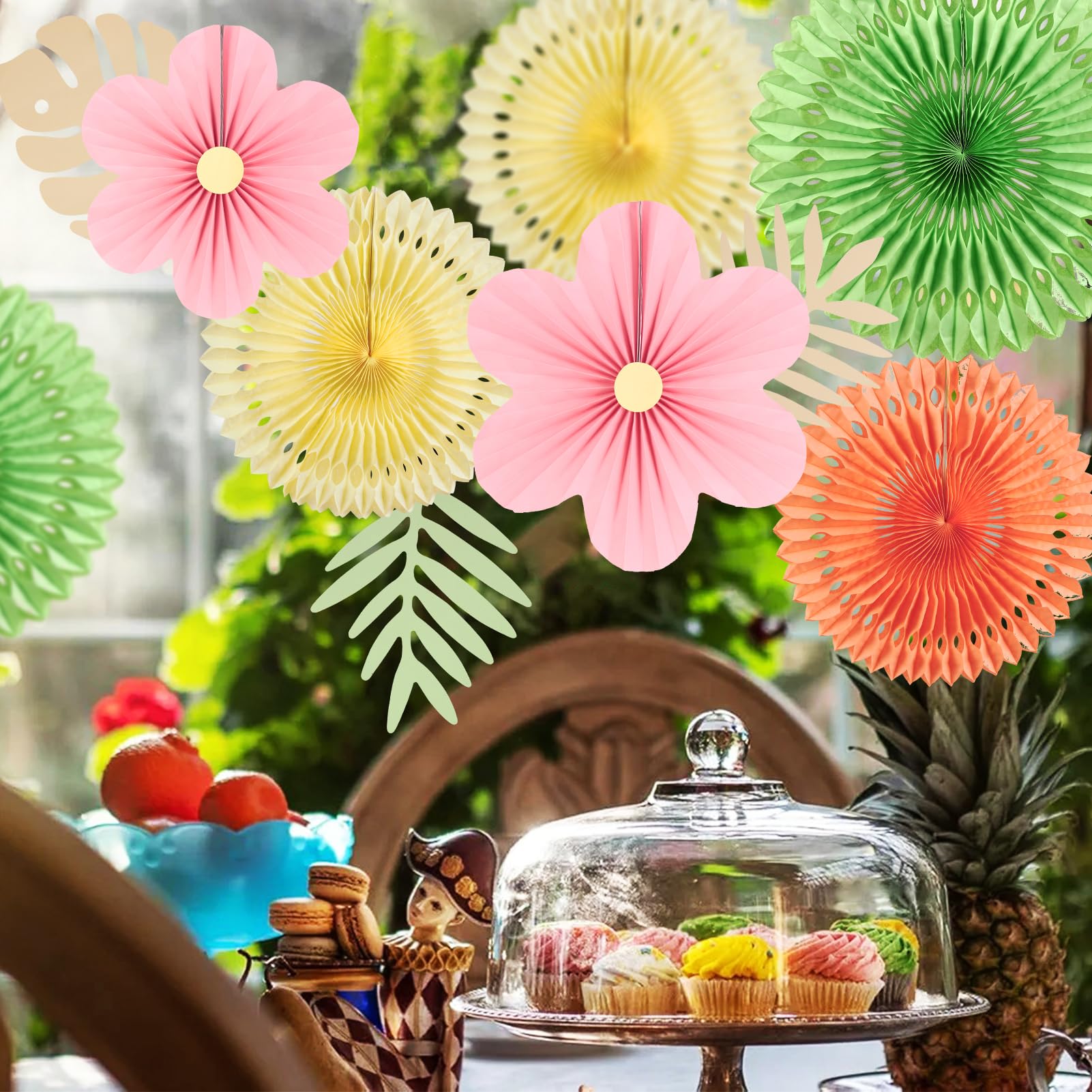 SUNBEAUTY Paper Flowers Leaves Decorations for Wall Fans Classroom Decoration Floral Backdrop Decor Hanging Decor Set of 12 Hdzs-pink Flower 14001-0701