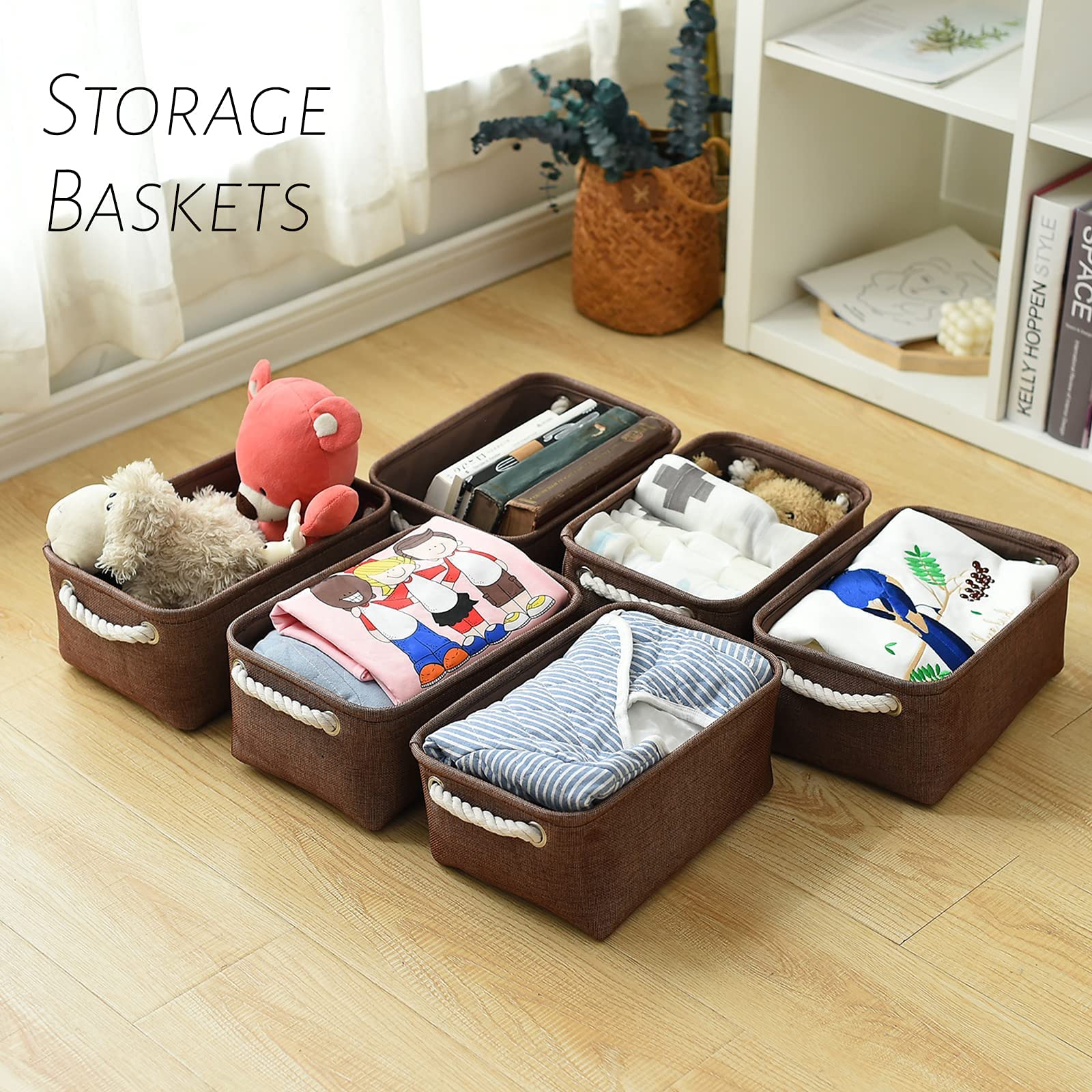 Thewarmhome Storage Basket Fabric Storage Bin Shelf Basket Dog Toy Storage Basket Baby Storage Basket Canvas Storage Basket For