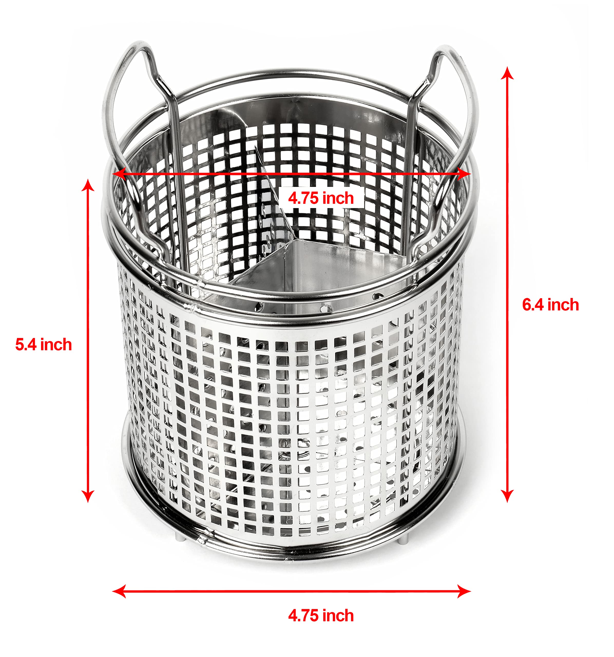 Lenith Stainless Steel Kitchen Round Utensil Holder - Weighted Base For Stability - Utensil Crock With Removable Divider For Eas