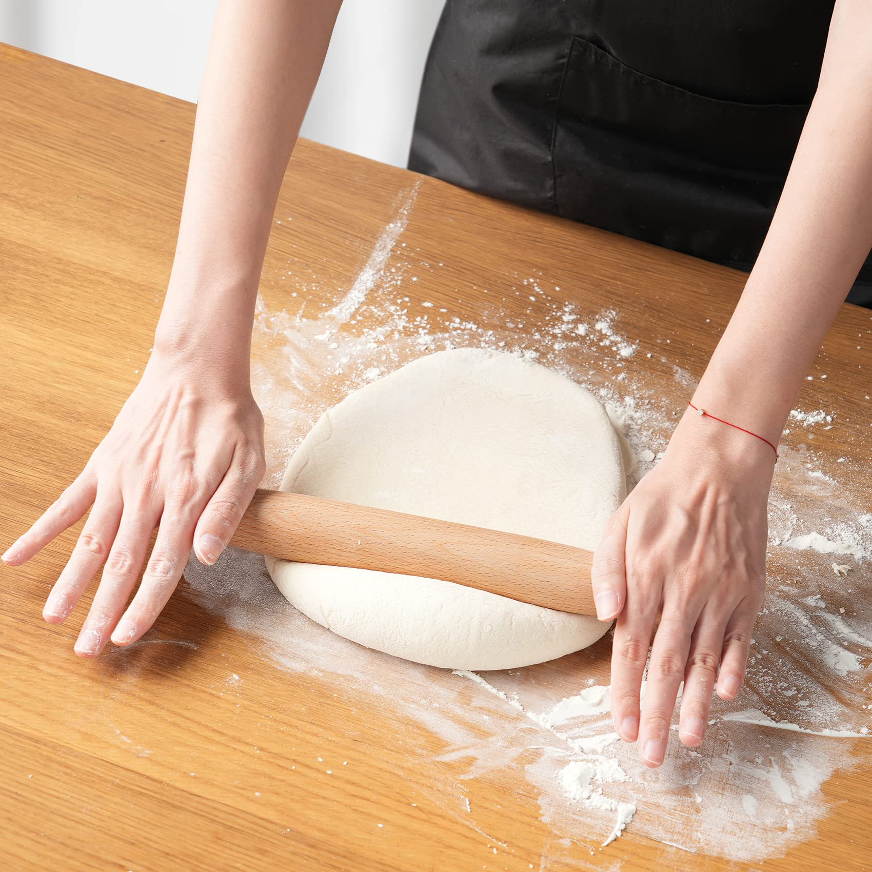 Classic French Rolling Pin For Baking - Beech Wood Tapered Rolling Pin Dough Roller For Pizza Dough, Pie Crust Cookie Fondant Du