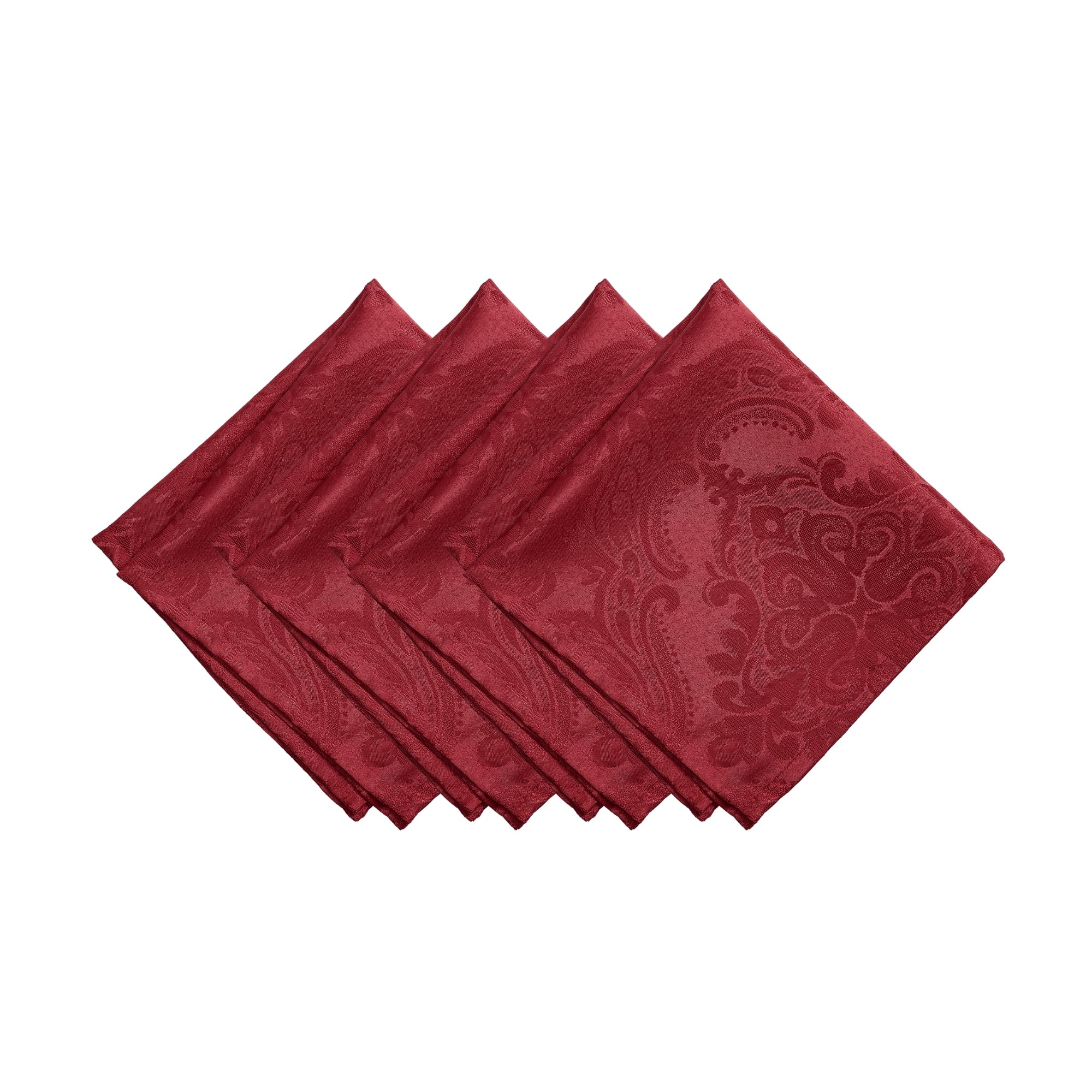 Elrene Home Fashions Caiden Elegance Damask Fabric Napkins (Set Of 4), 17'' X 17'', Red 4