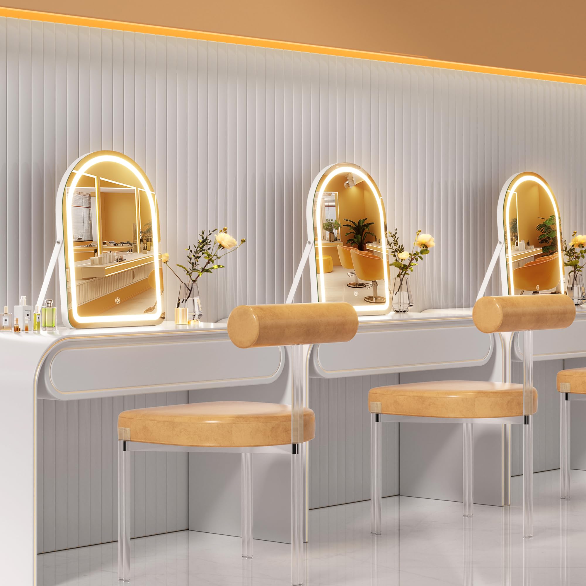 Hasipu Vanity Mirror With Lights And Bluetooth Speaker, 12''  14'' Arched Led Makeup Mirror, Lighted Makeup Mirror With Lights,