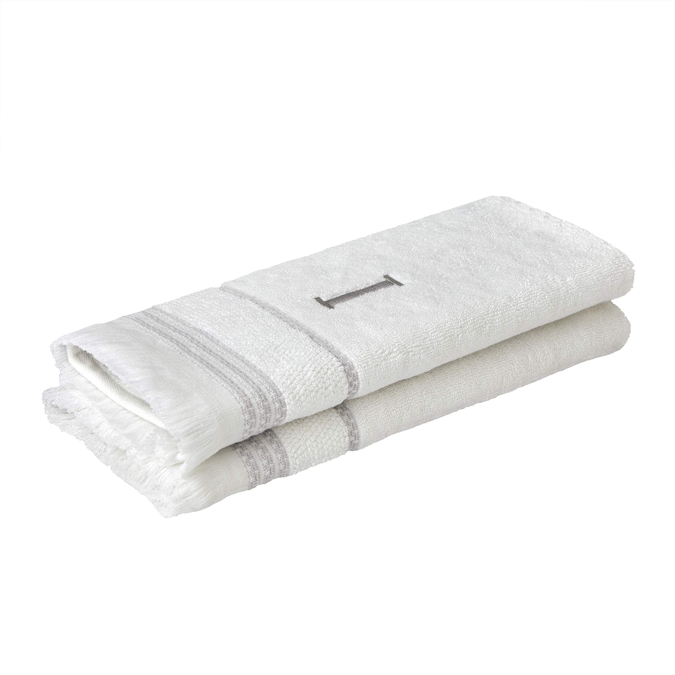 Skl Home Casual Monogram Hand Towel Set, I, 16X26, White 2 Count