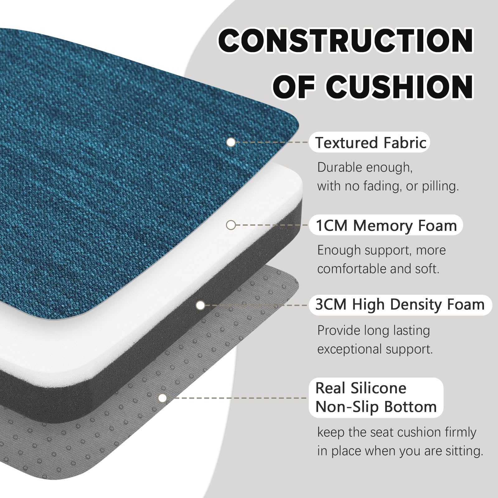 Baibu Super Soft Metal Dining Chair Pads Set Of 2, Bar Stool Cushion With Ties For Metal Chairs Or Bar Stools - 2 Cushions Only