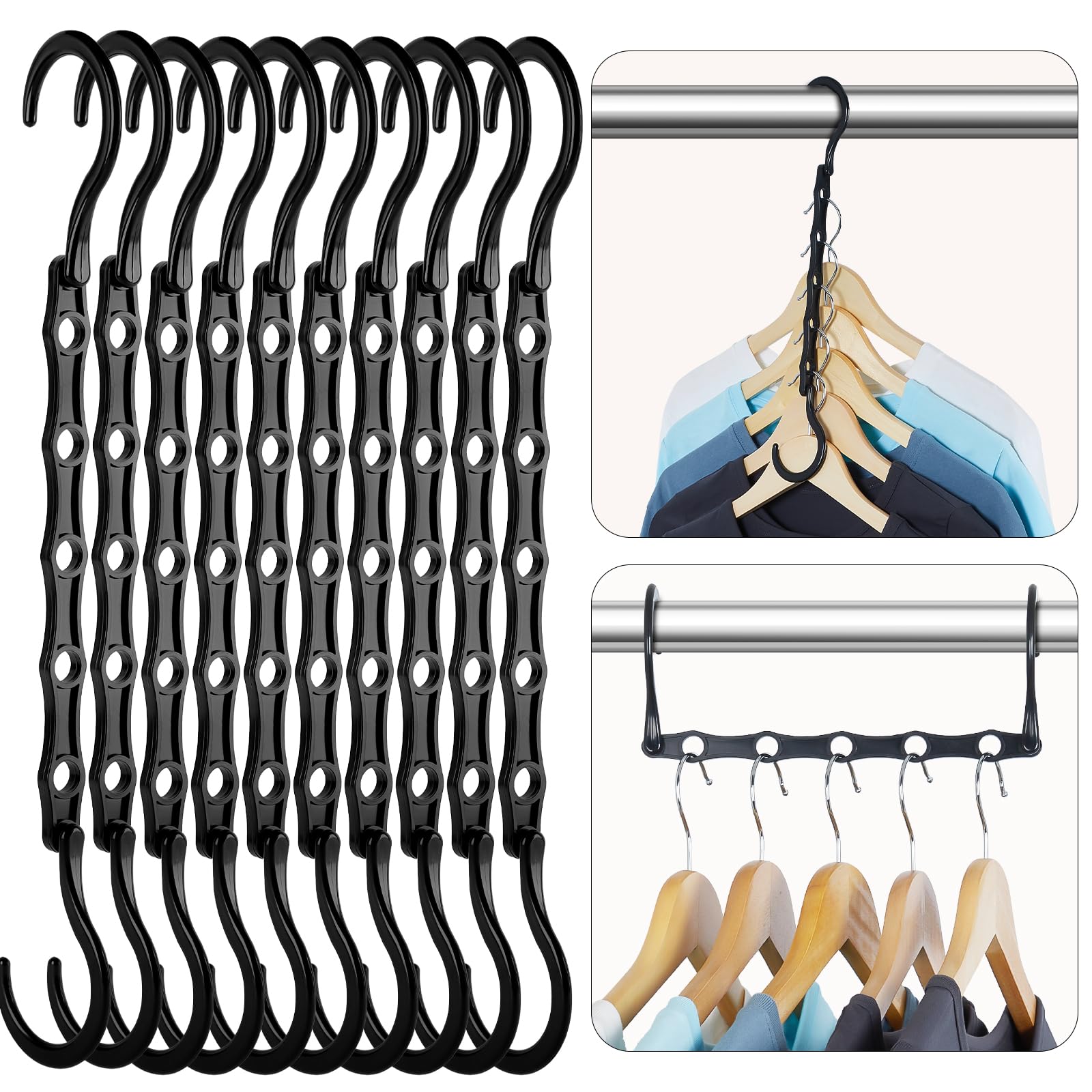 HOUSE DAY Space Saving Hanger 20 Pack Sturdy Black Magic Hangers for Closet Organizers and Storage for Heavy Clothes  Dorm Room Bedroom Home RV Car Camper Organization Essentials