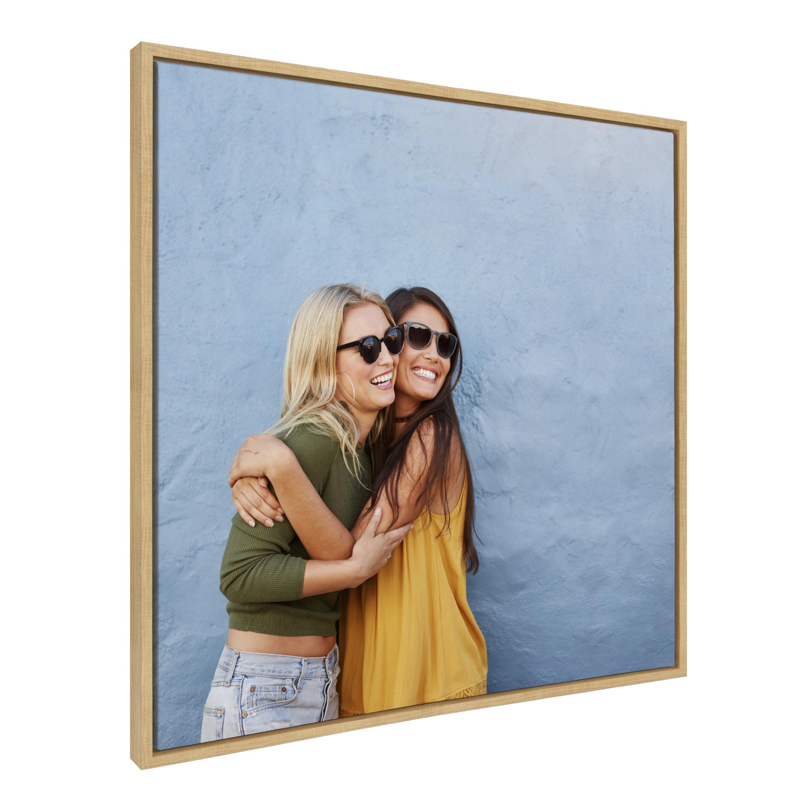 Kate And Laurel Sylvie Square Custom Printed Framed Canvas Wall Art, 30X30 Natural, Personal Canvas Print With Your Photos For L