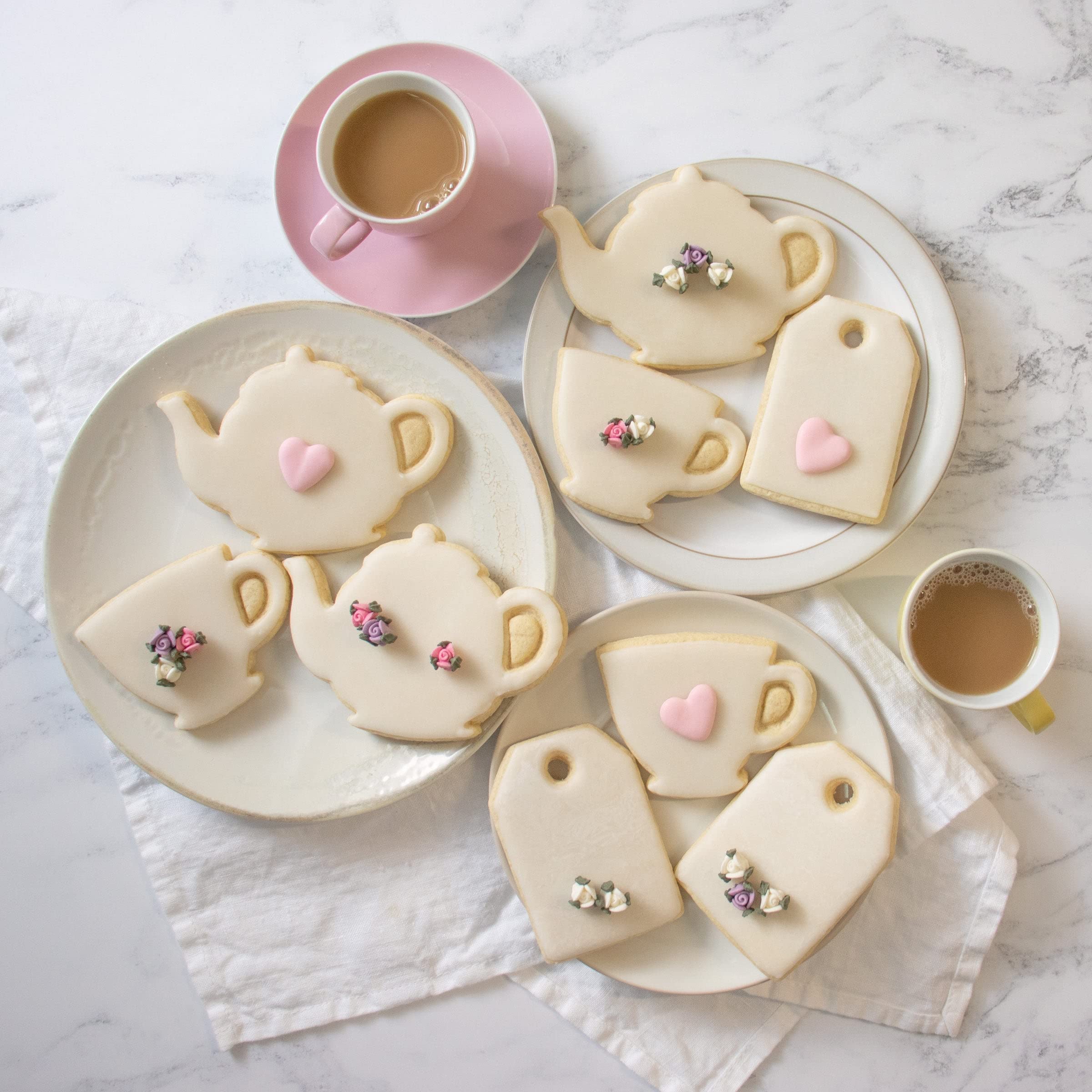 Set Of 3 Tea Party Cookie Cutters (Designs: Teapot, Teacup And Tea Bag), 3 Pieces, Ideal For Diy High Tea Party - Bakerlogy
