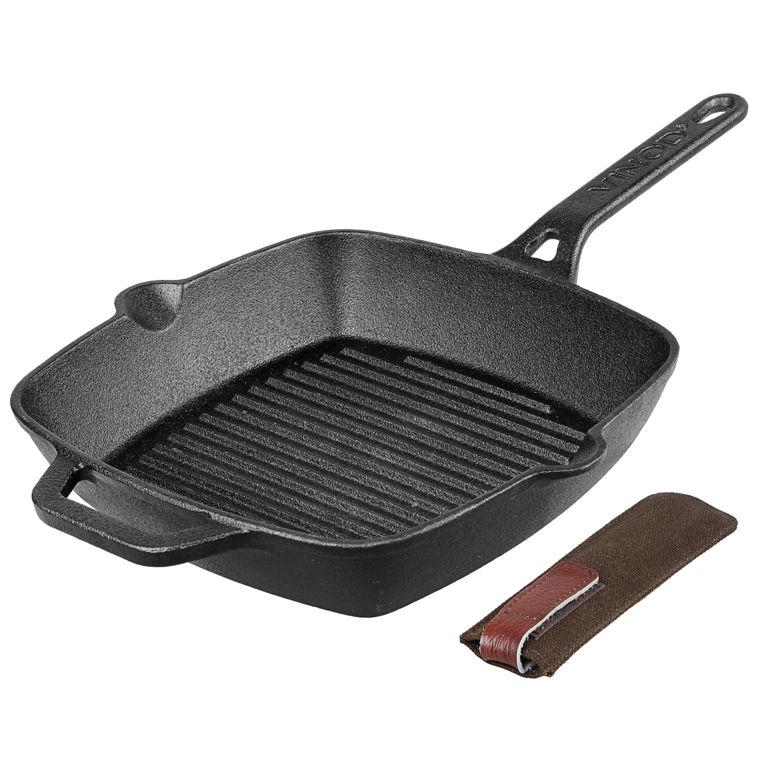 Vinod Legacy Pre Seasoned Cast Iron Grill Pan - 24 Cm | Naturally Non Stick Loha Barbeque/Tandoor Grill Pan | 100% Pure | Easy P