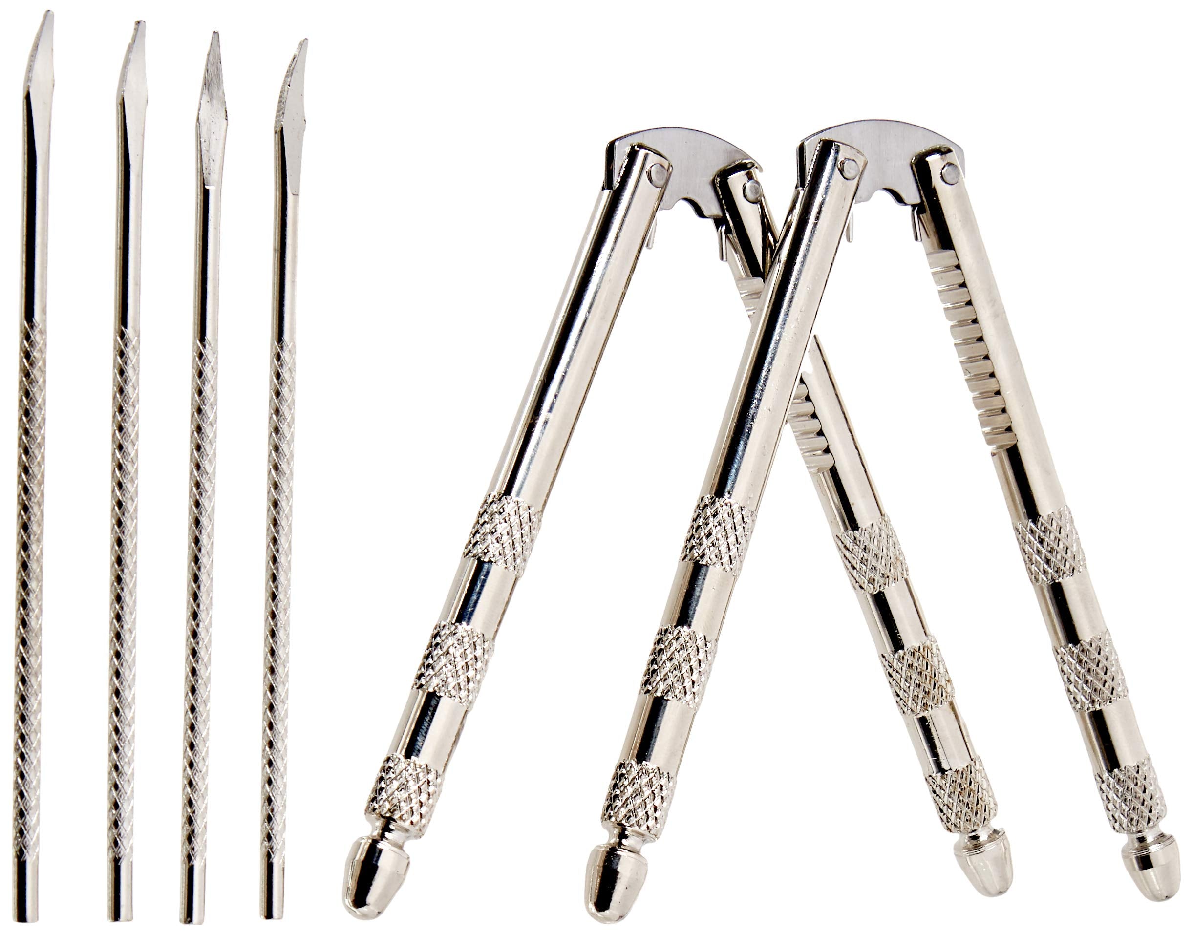 Chef Craft 21629-2Pk Stainless Steel Set, 2 Nut Crackers And 4 Picks, White