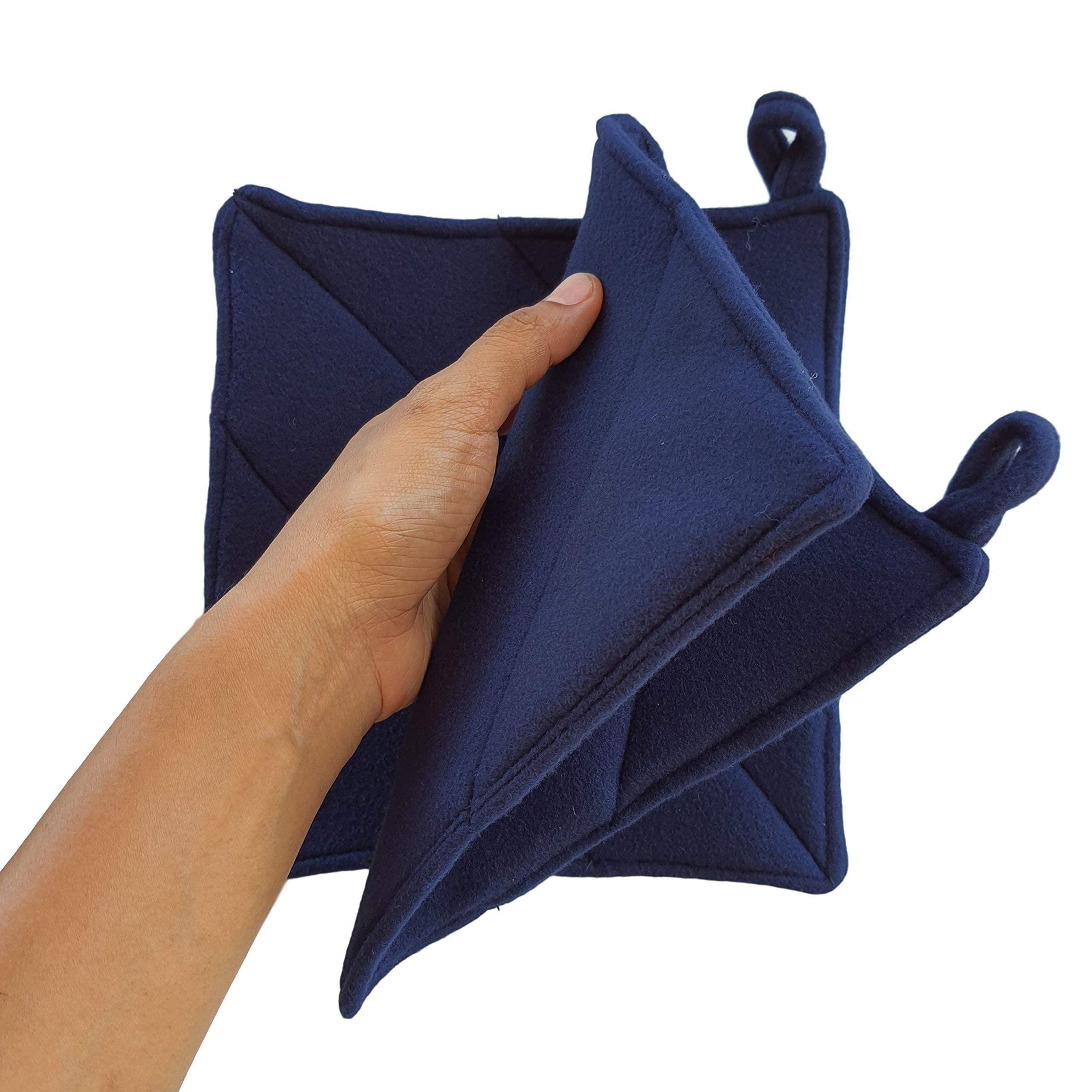 Cushystore Navy Blue Pot Holders Oven Pads Soft Fabric For Cooking Kitchen 7.75'', 2 Pack