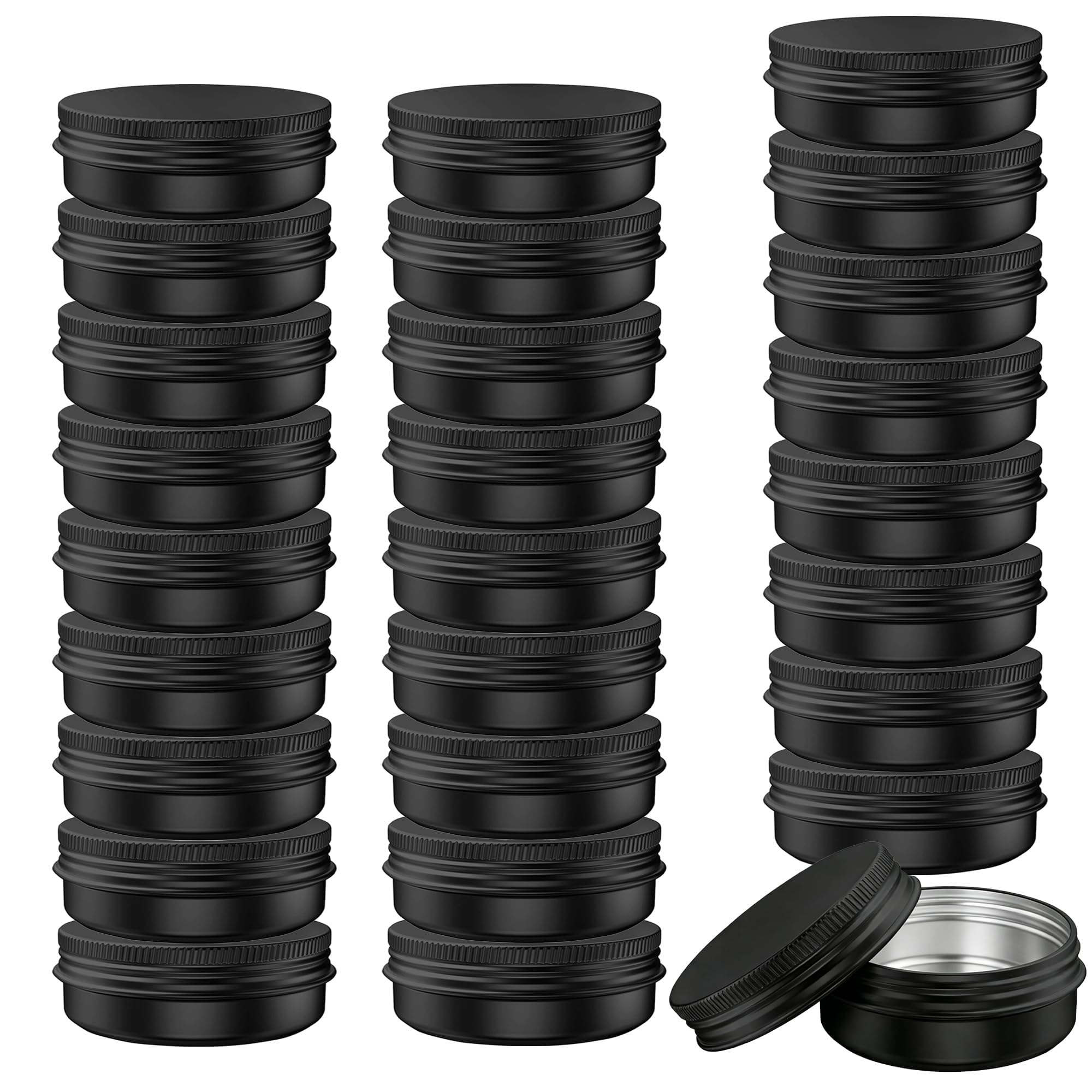 LJY 28 Black Aluminum Tins, 1 oz/30 mL for Balm and Salve