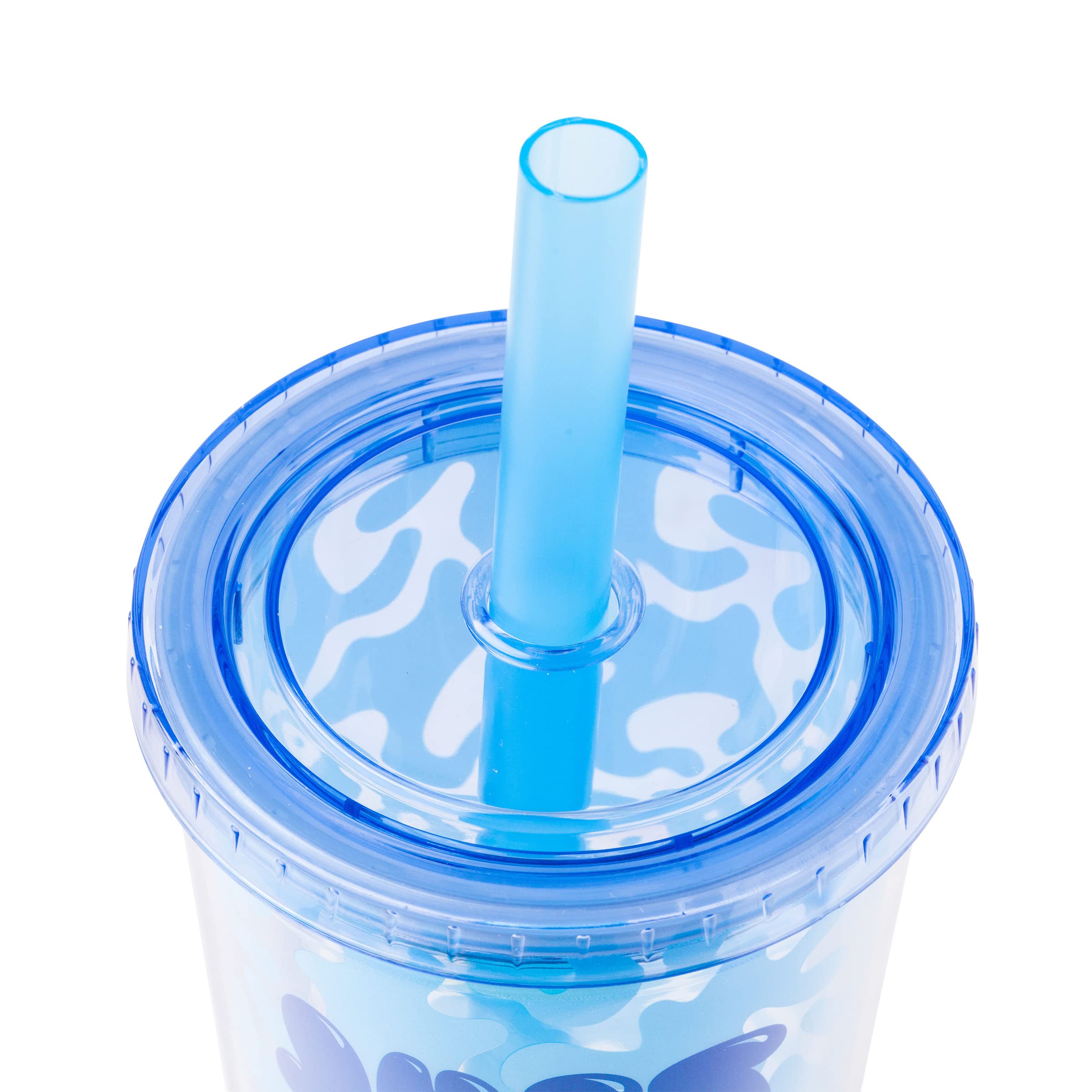 Silver Buffalo Disney Lilo And Stitch Cool Sunglasses Just Chill Plastic Boba Tumbler With Lid And Straw, 24 Ounces
