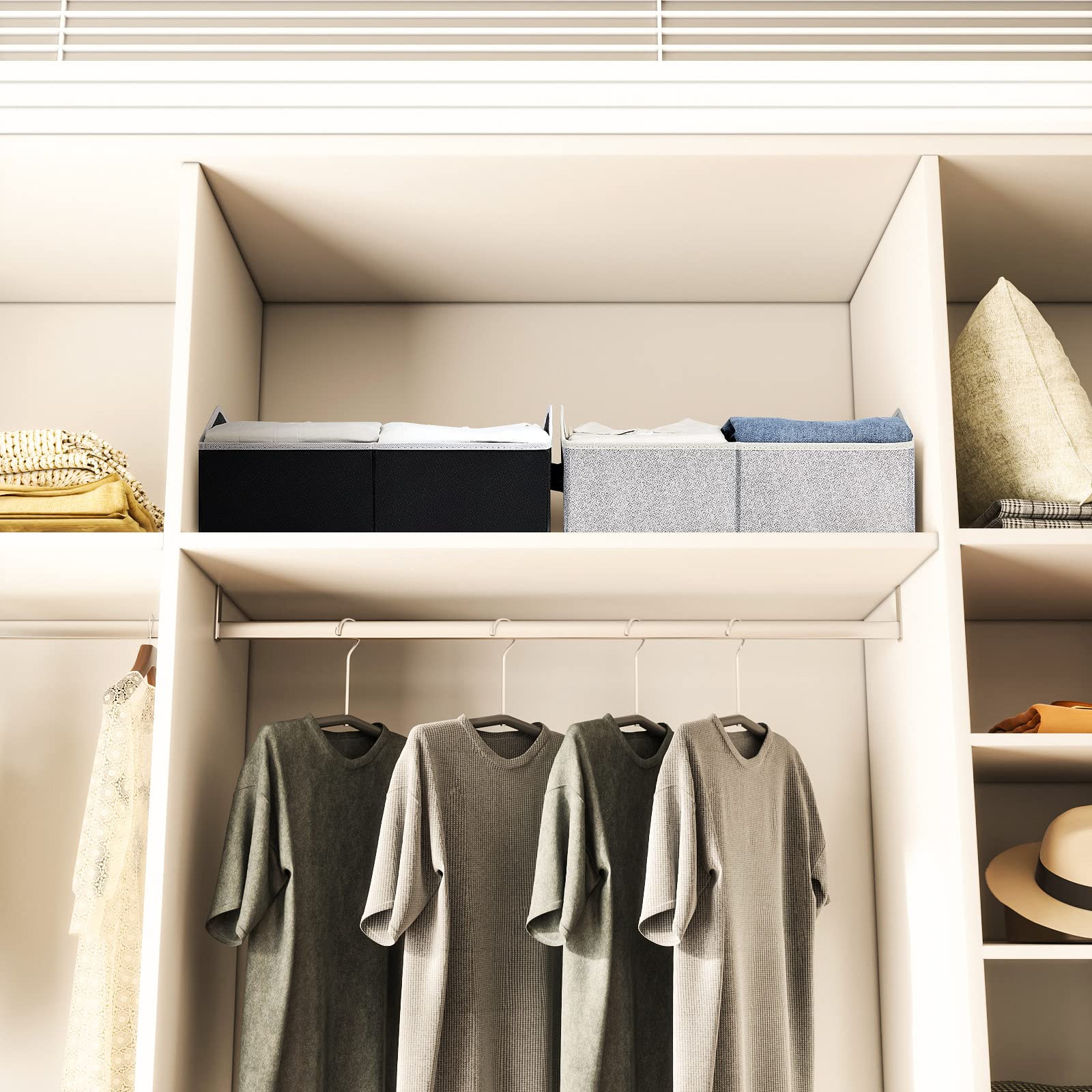 Homsorout Closet Organizers Bins 6 Packs - Large Closet Shelf Organizer With Handles, Fabric Trapezoid Storage Bins For Bins And
