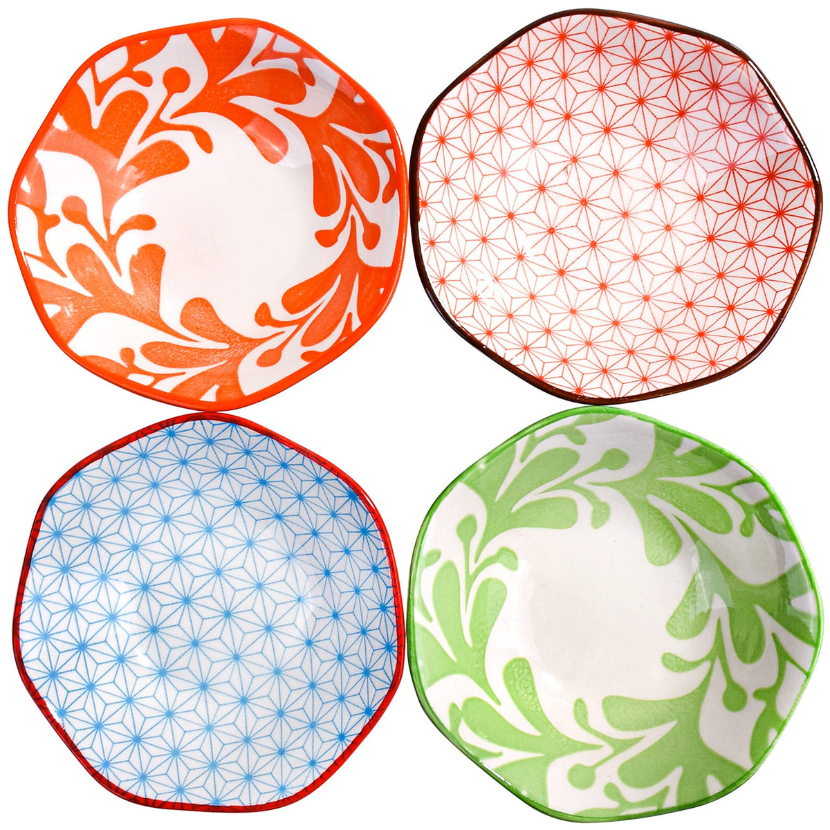 Whitenesser Japanese Soy Sauce Dish Set Of 4 Ceramic Sushi Dishes Dipping Cups Serving For Seasoning (A)