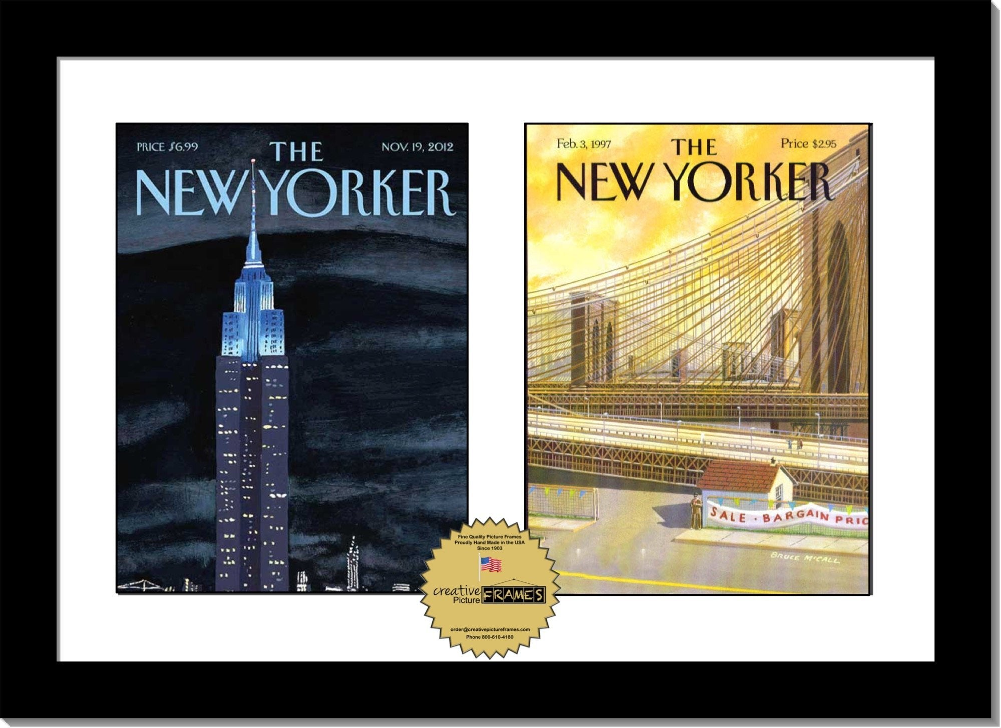 Creative Picture Frames [1420bk-w] Double Magazine Frame Holds Magazines Measuring 8 1/2 by 11 1/4-inches, White/Black Core Matt