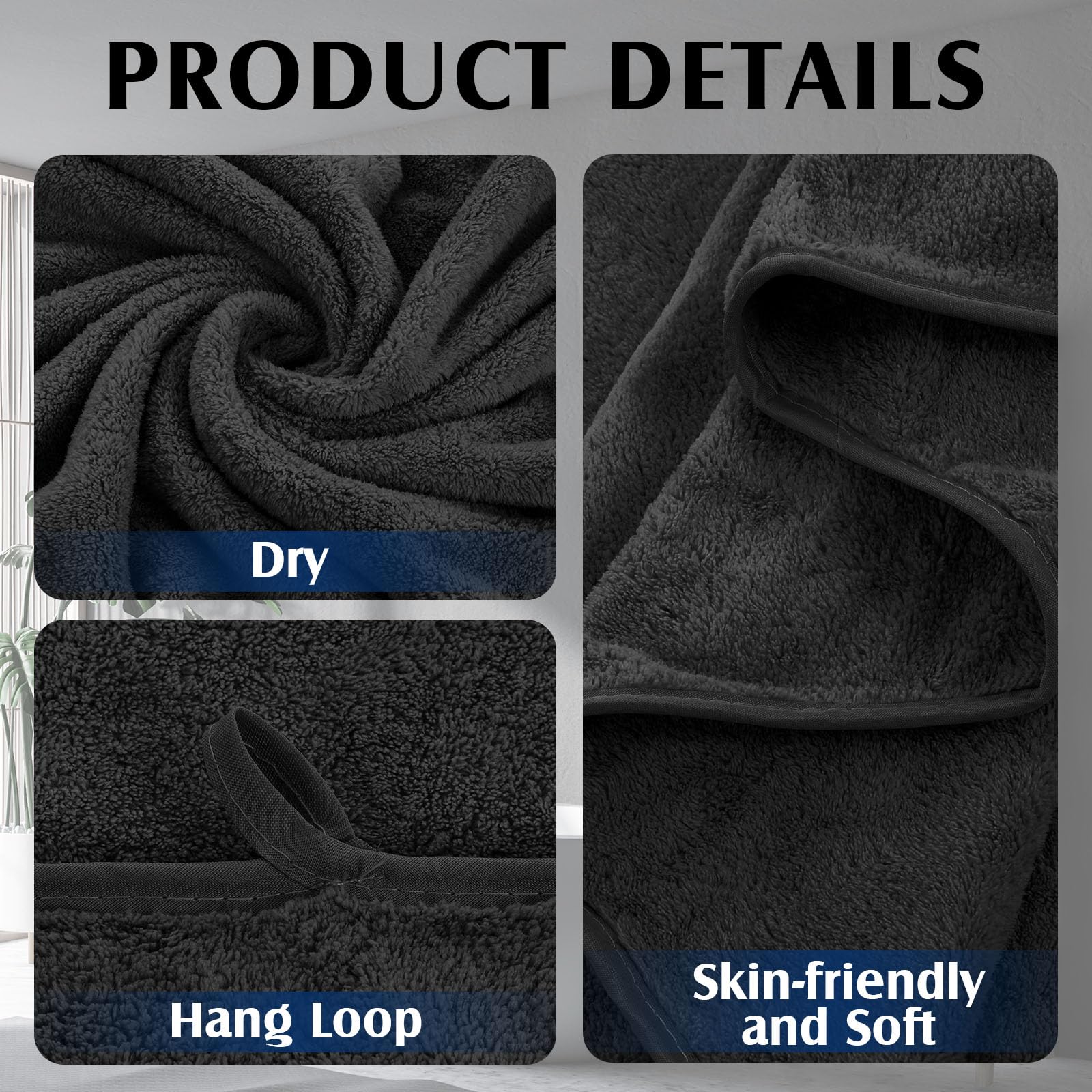 Preboun 4 Pcs Oversized Fleece Bath Towels, 40 X 80 Inch Bath Sheets Extra Large Microfiber Coral Velvet Highly Absorbent Towels