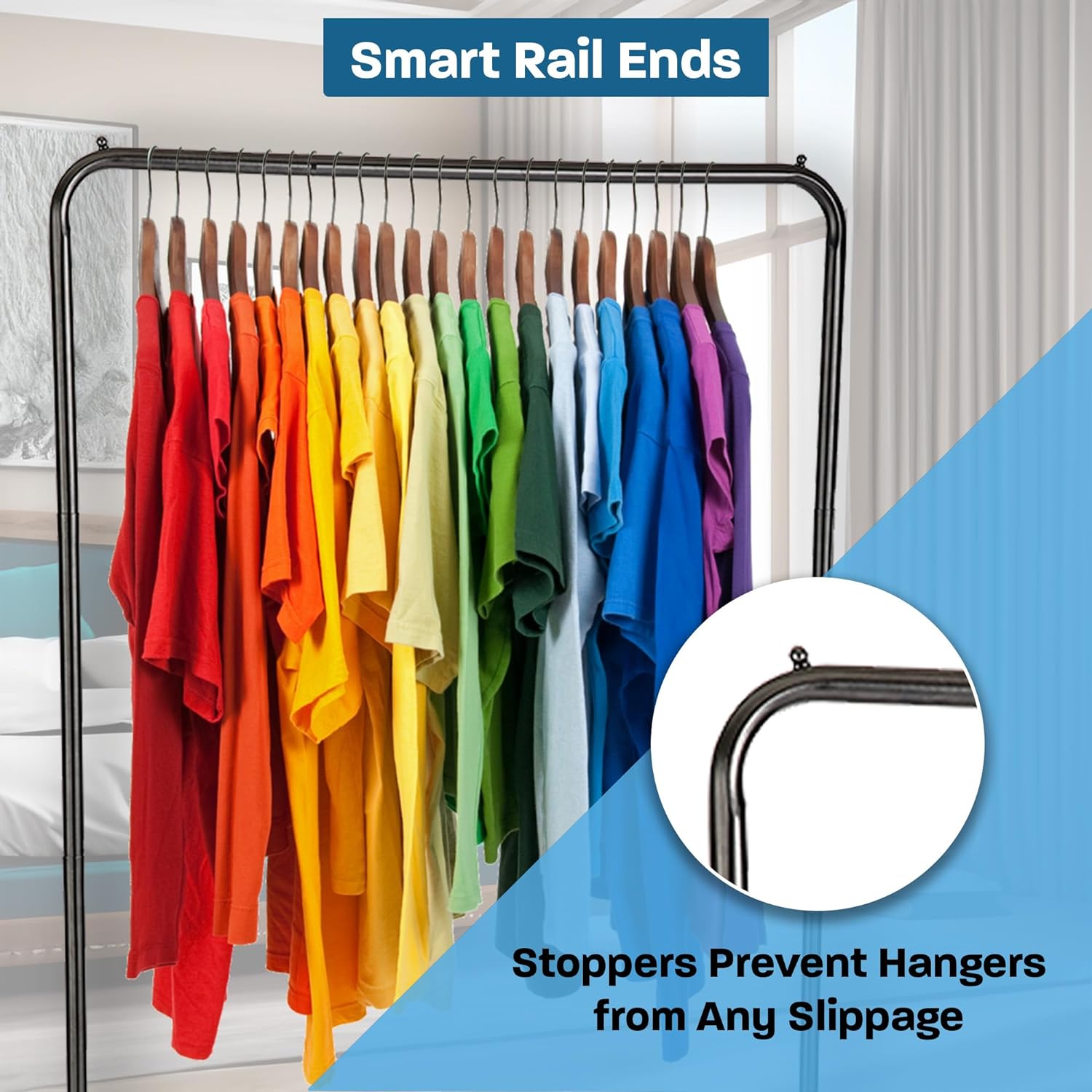 Heavy Duty Rolling Garment Rack with 5-Tier Shoe Storage