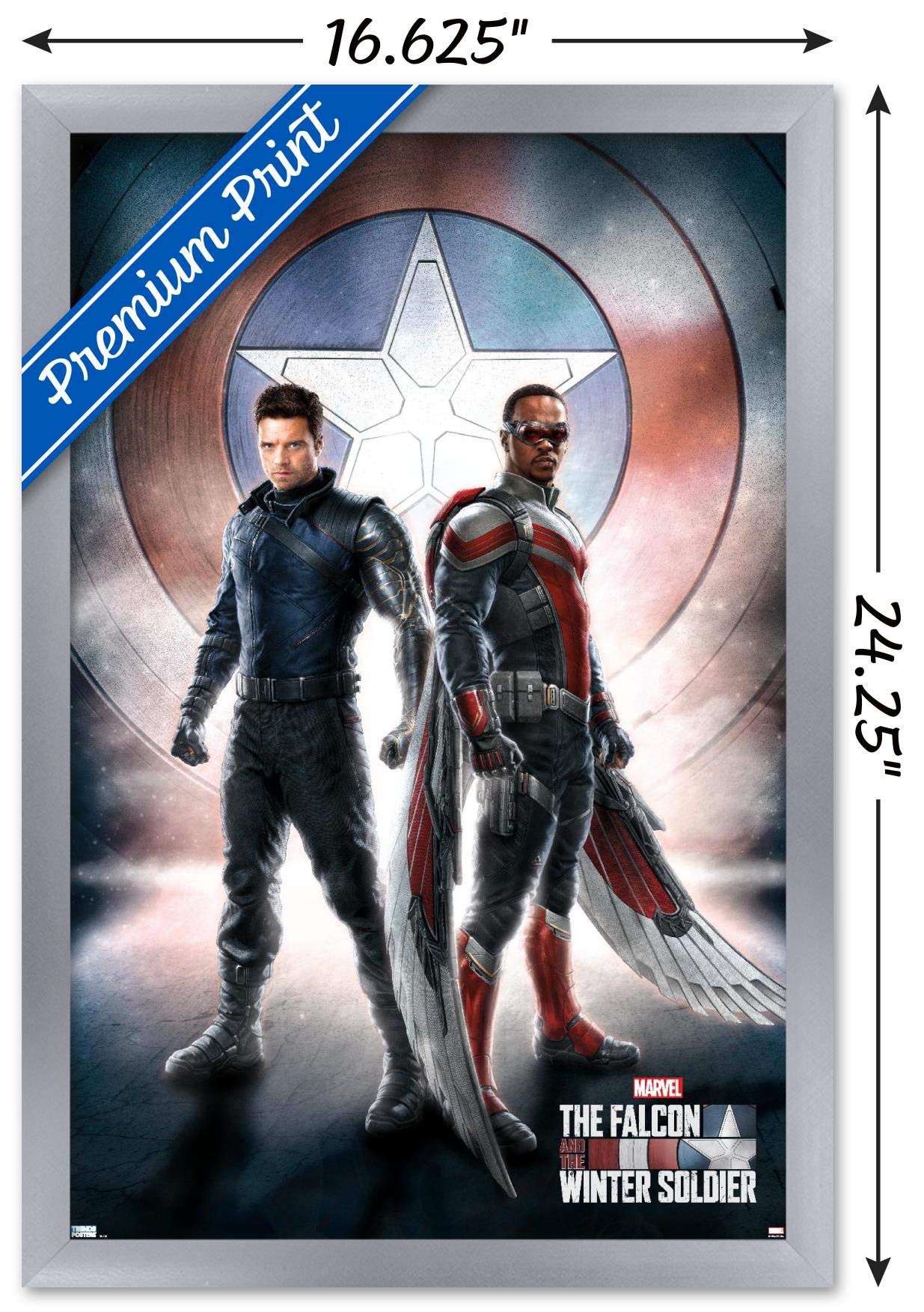 Trends International Marvel Television - Falcon And Winter Soldier - One Sheet Wall Poster, 14.725'' X 22.375'', Silver Framed V