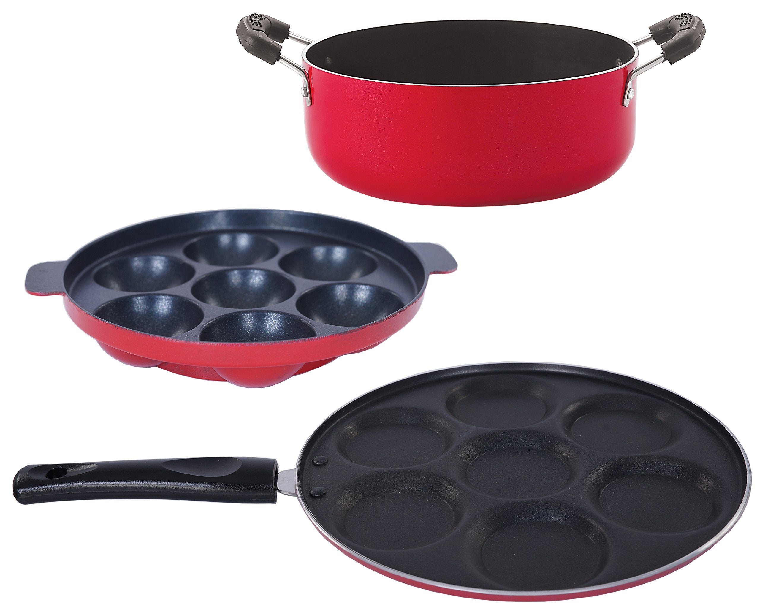 Nirlon NonStick 3 Piece Aluminium Gas Compatible Odor Free Cooking Essential Combo Set