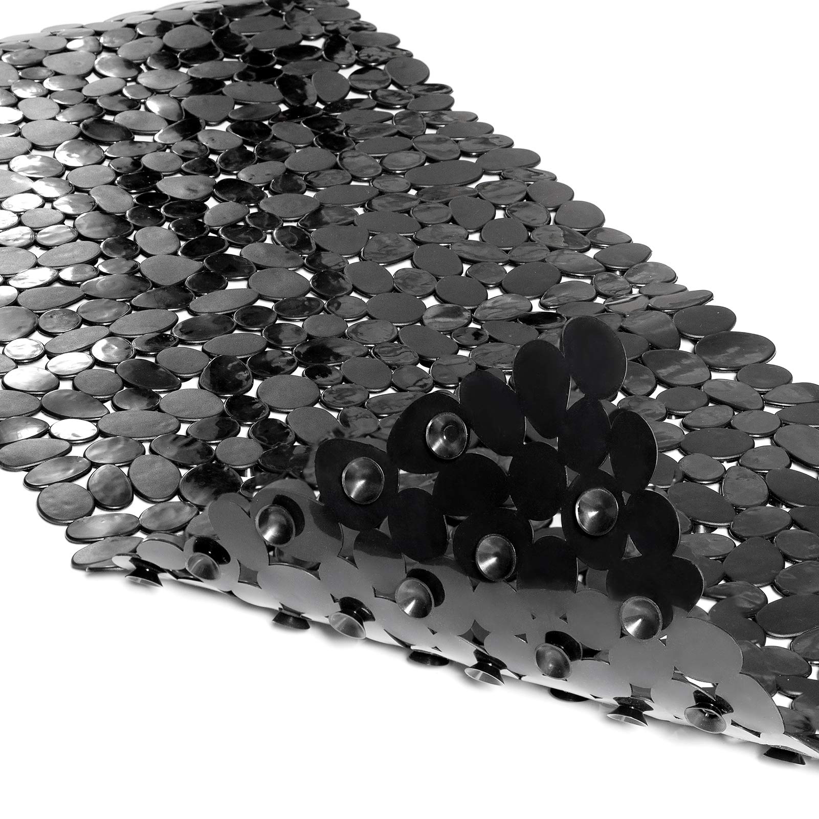 TEESHLY Bath Tub and Shower Mats, Non-Slip Pebble 35 x 16 Inches Machine Washable Bathtub Mat with Drain Holes, Suction Cups for